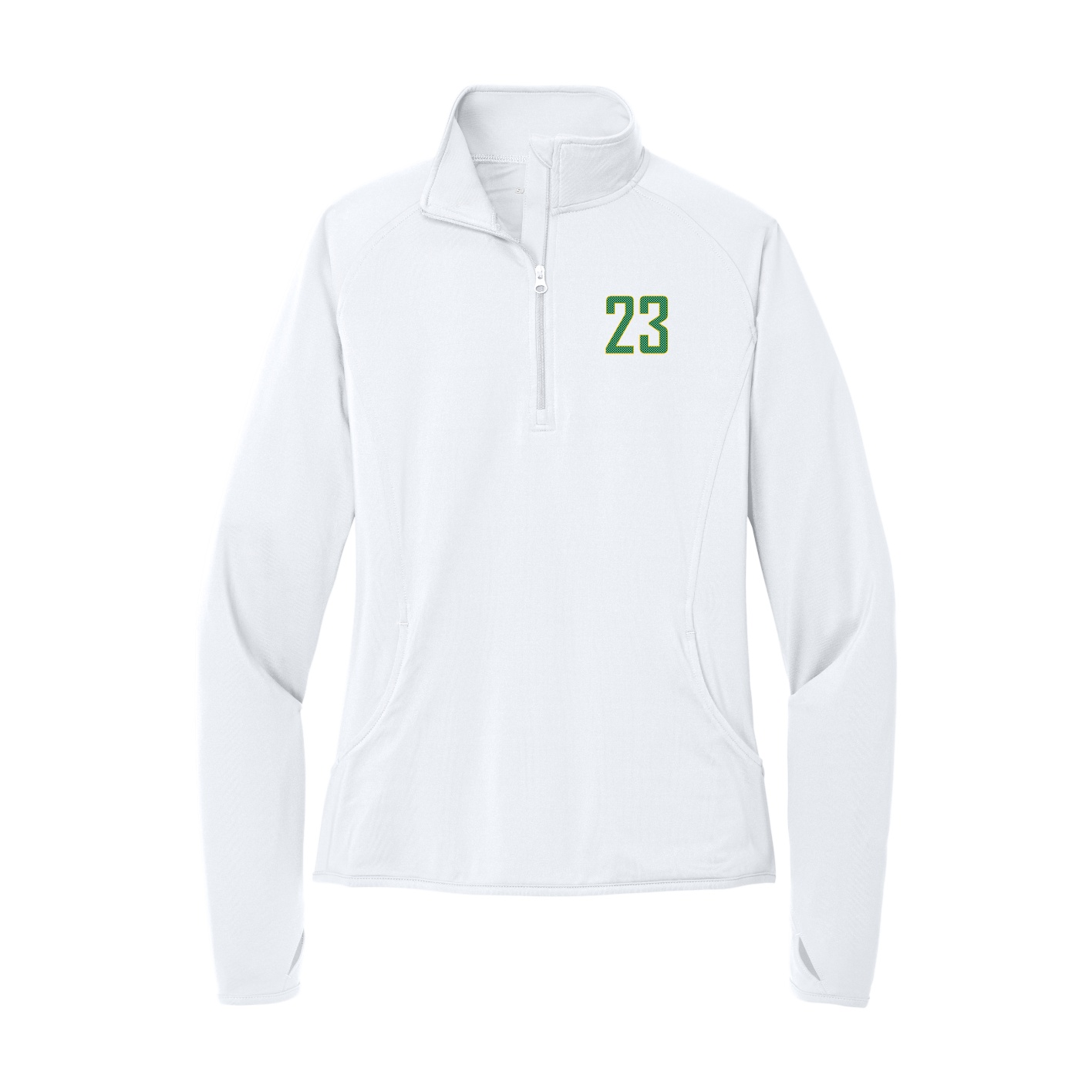 Women's Q-Zip Pullover — Front Shirsy in White