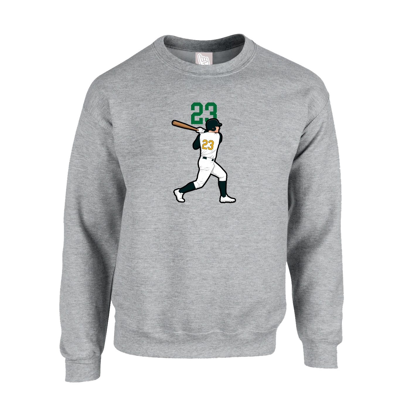 Fleece Crew — Number Top in Grey