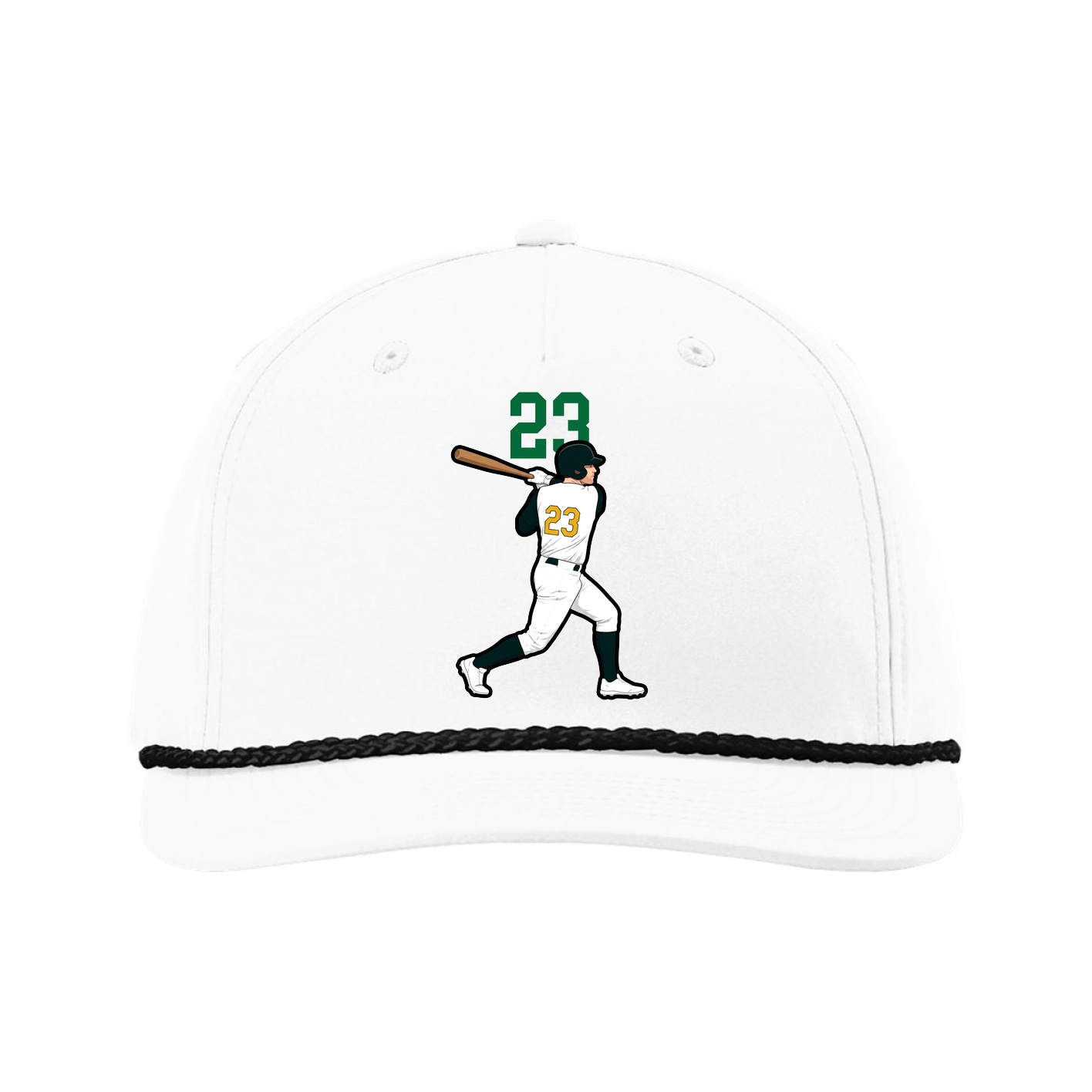 Five-Panel Classic Rope Cap — Number Top in White