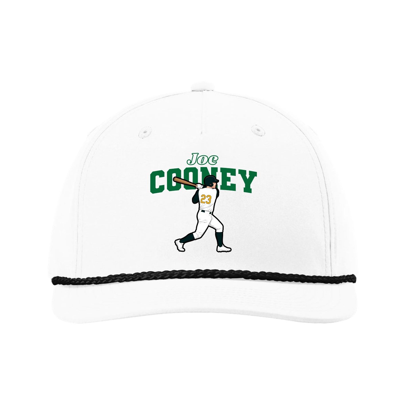 Five-Panel Classic Rope Cap — Name Arch in White