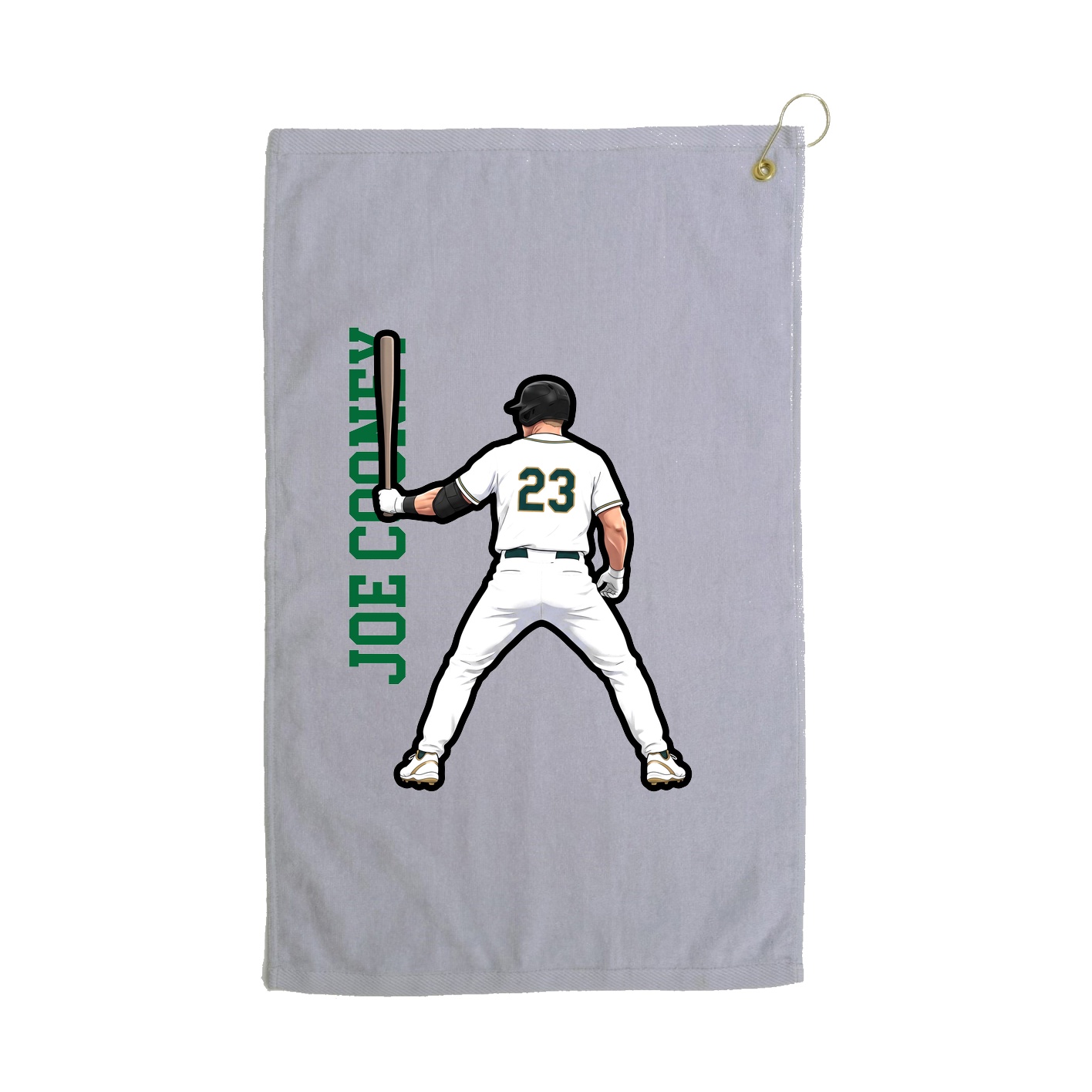 Golf Towel — Name Vertical in Grey