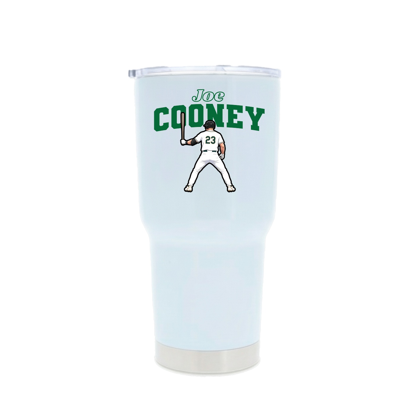 30oz Stainless Steel Tumbler — Name Arch in White