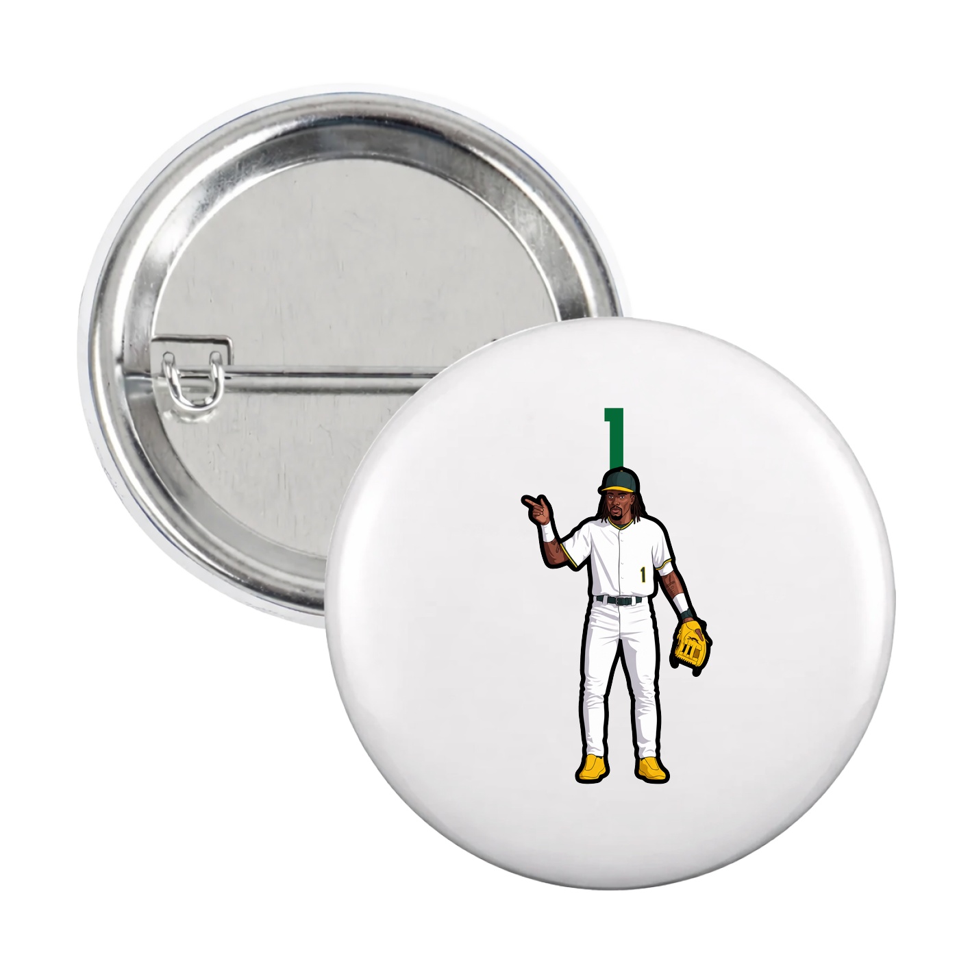 Game Day Button — Number Top in White
