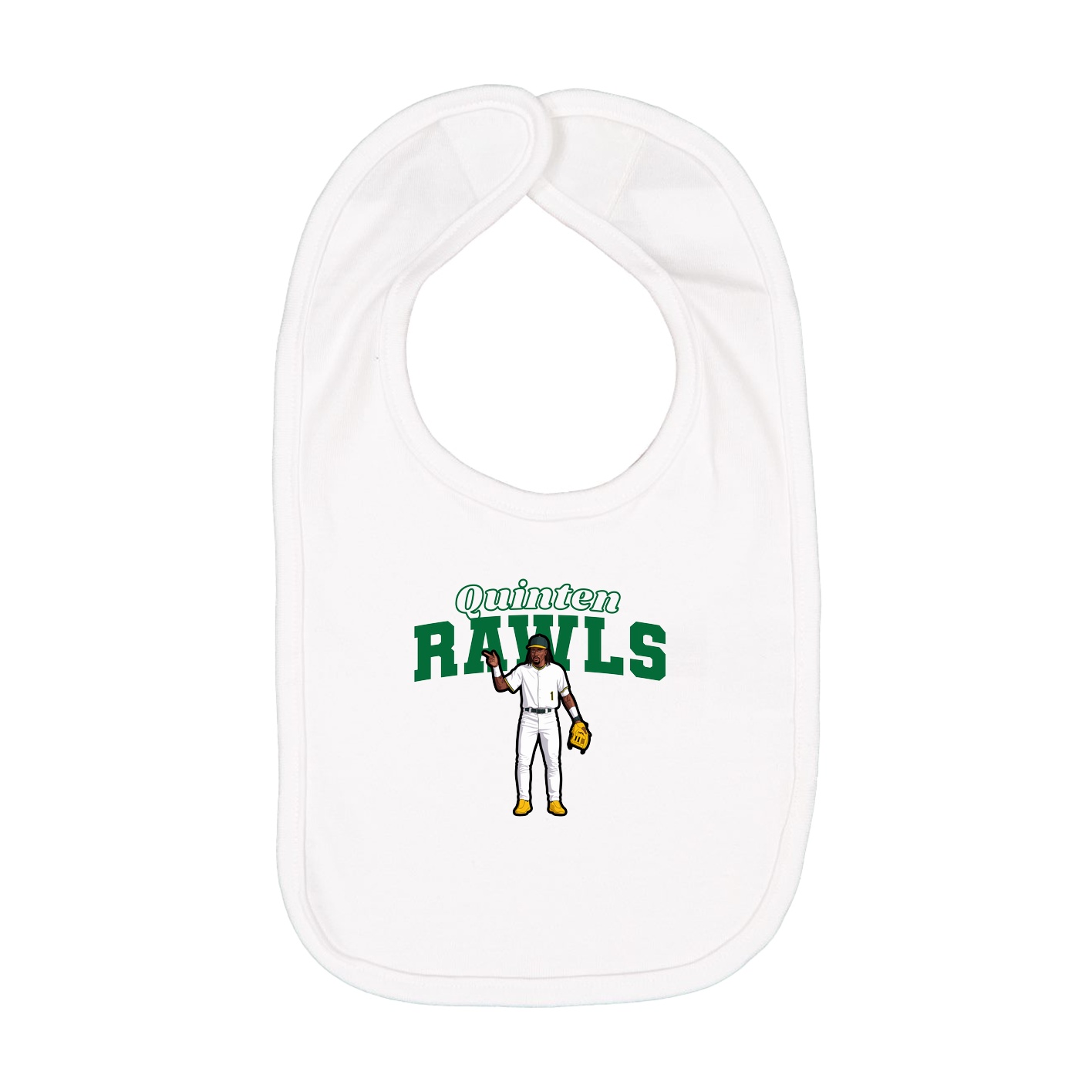 Infant Bib — Name Arch in White