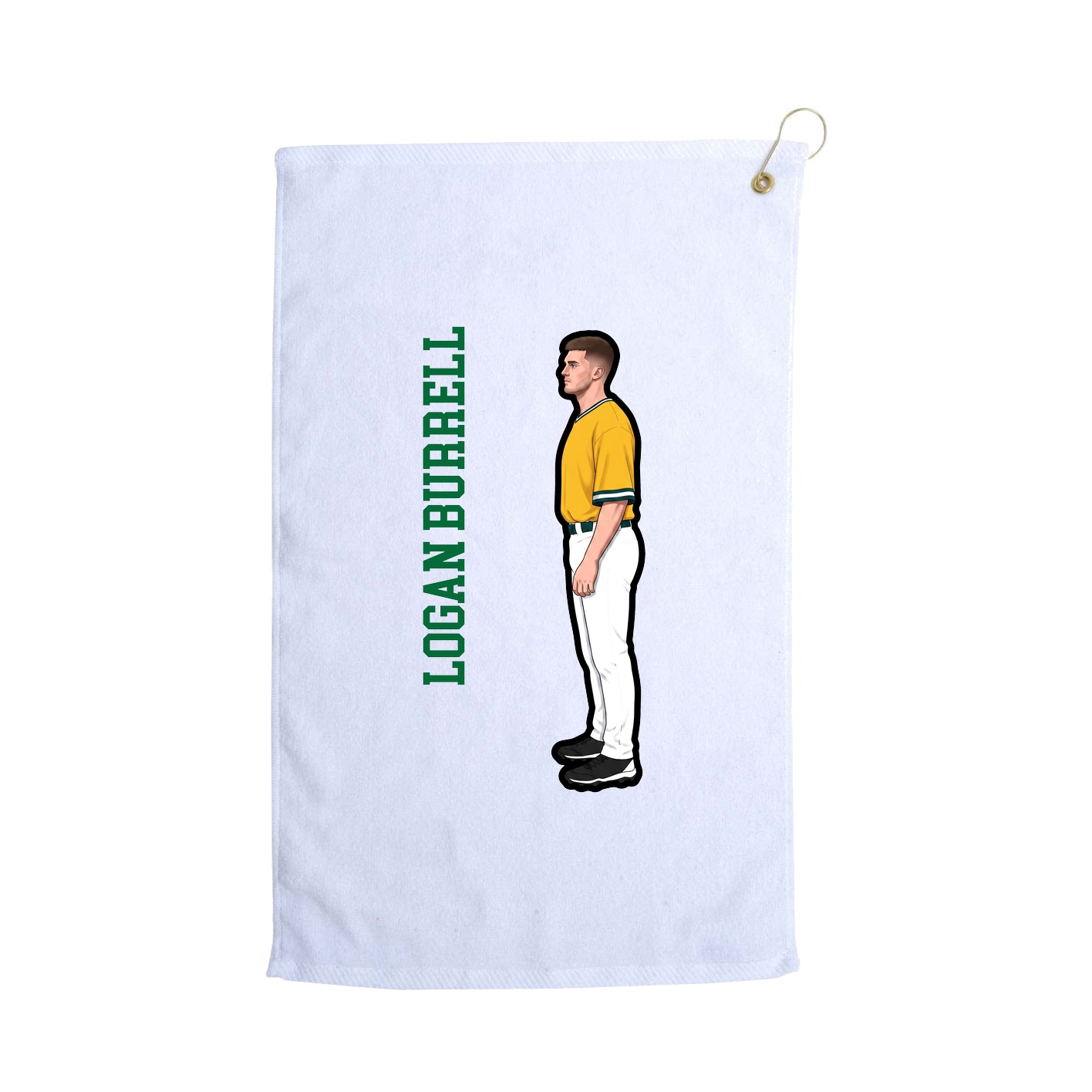 Golf Towel — Name Vertical in White