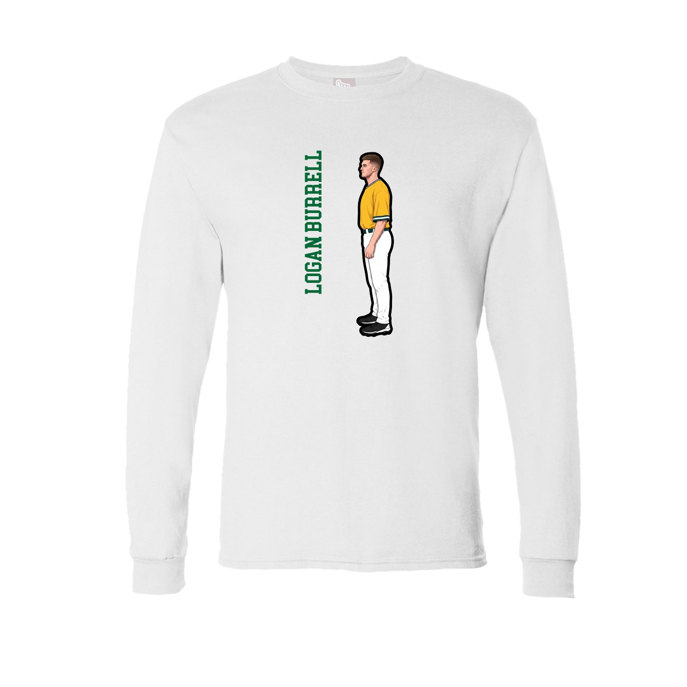 Long Sleeve Tee — Name Vertical in White