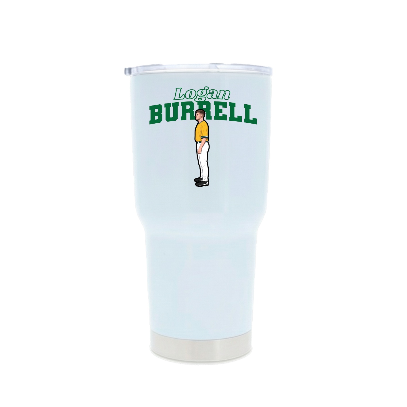 30oz Stainless Steel Tumbler — Name Arch in White