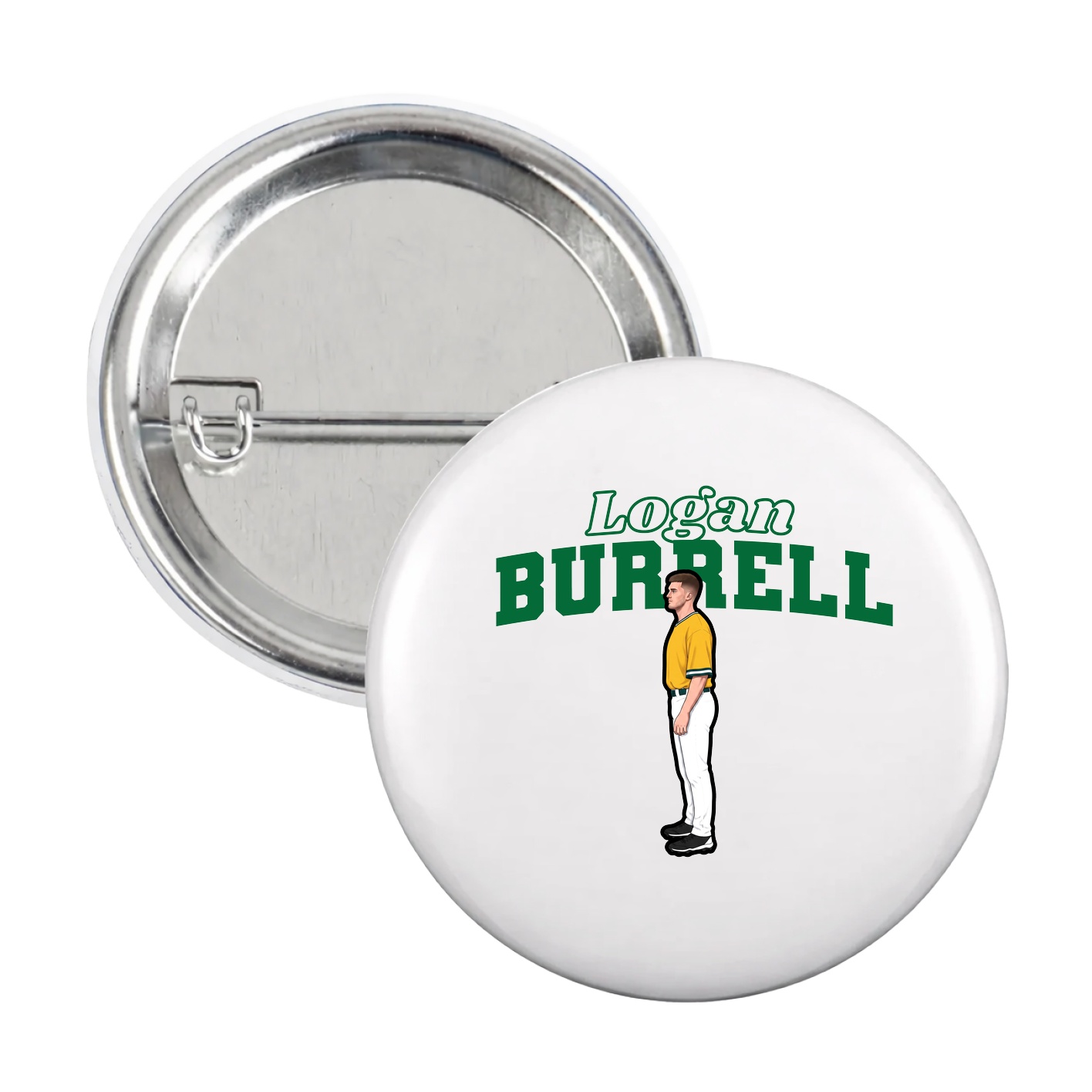 Game Day Button — Name Arch in White