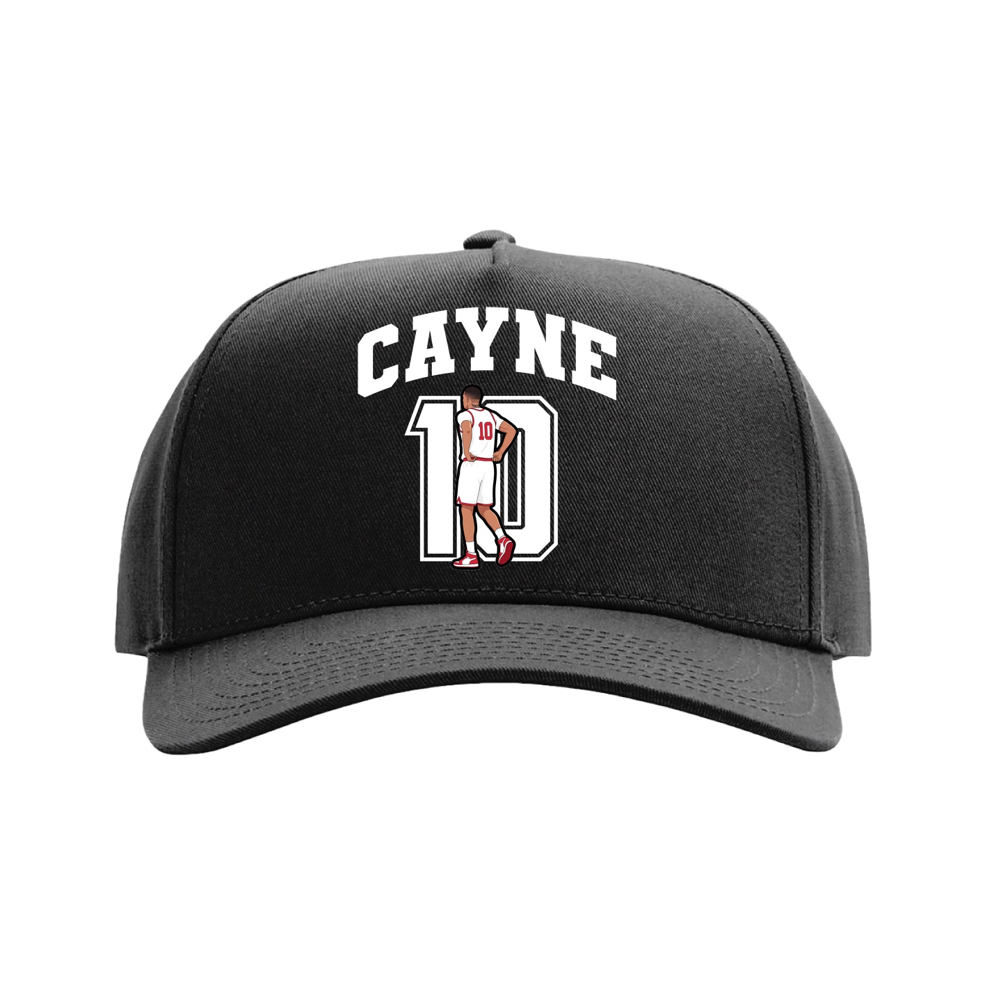 Full Fabric Five-Panel Champ Cap — Number in Black