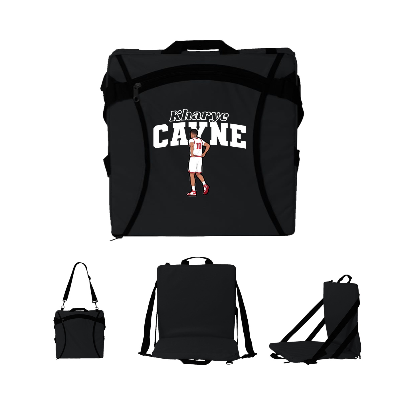 Folding Stadium Seat — Name Arch in Black