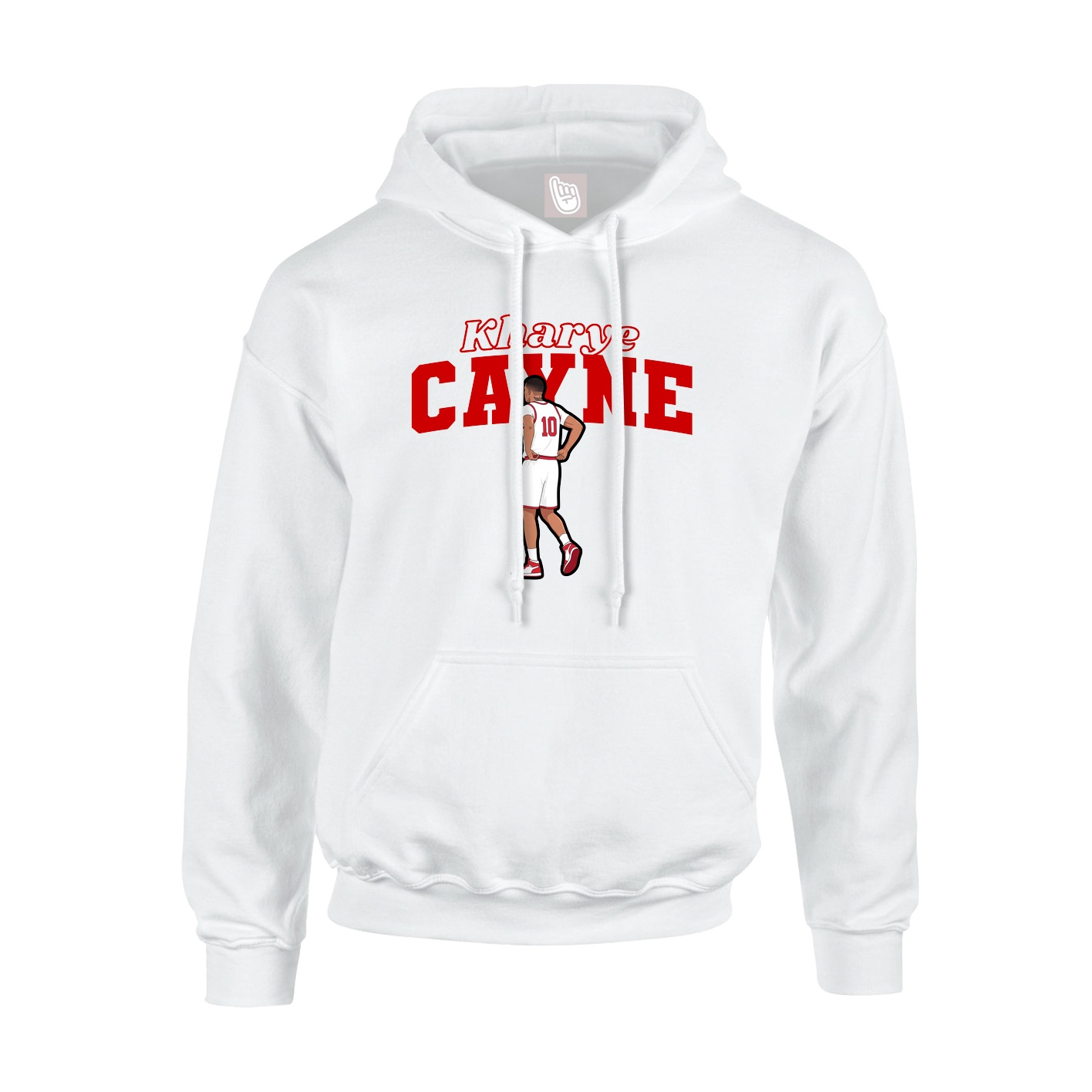 Youth Hoodie — Name Arch in White