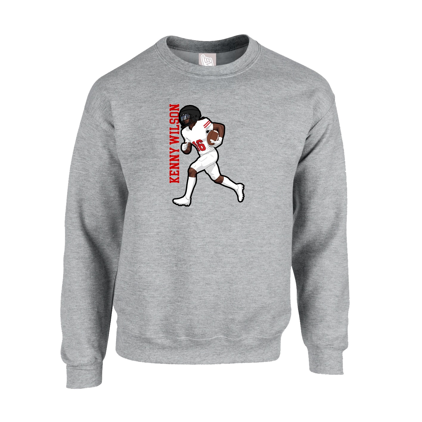 Fleece Crew — Name Vertical in Grey