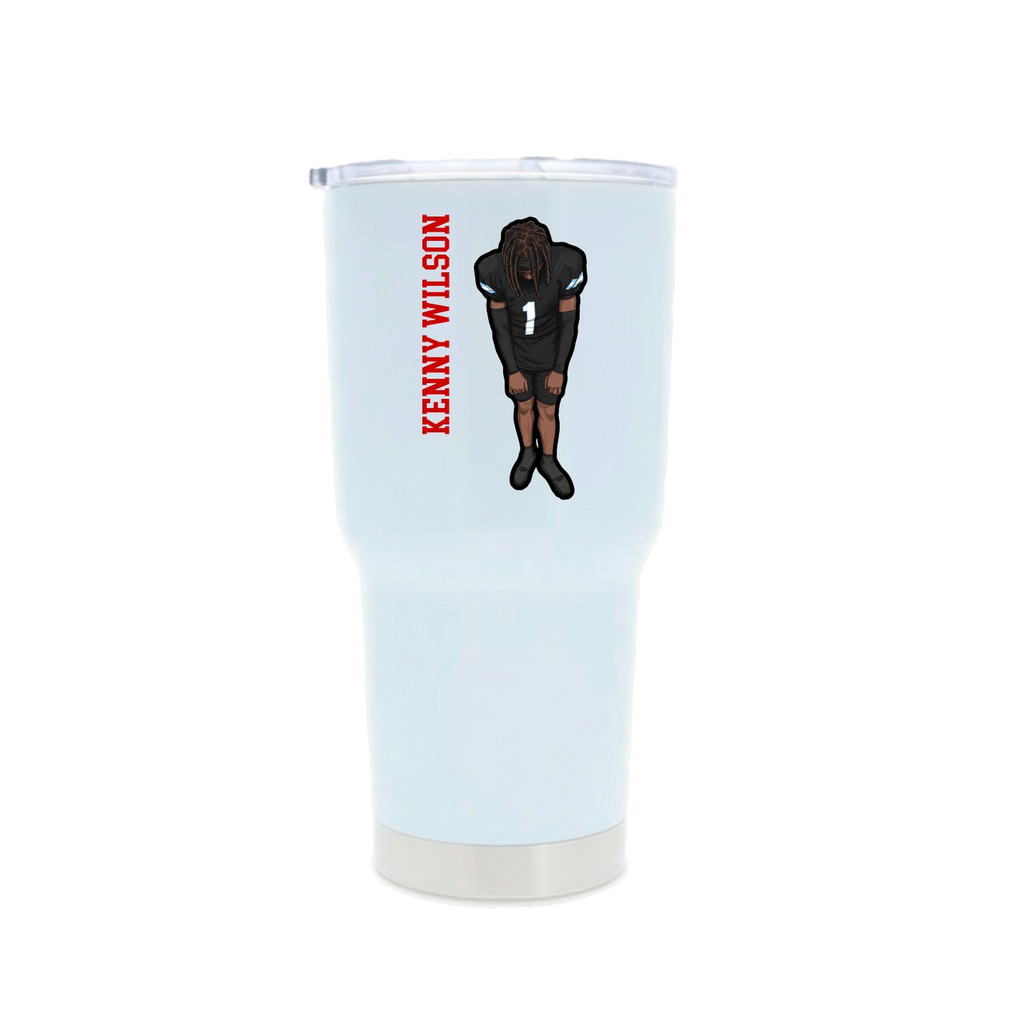 30oz Stainless Steel Tumbler — Name Vertical in White