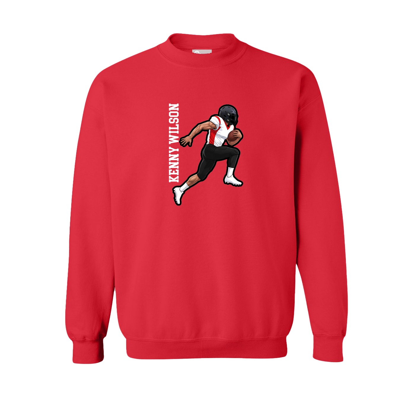 Fleece Crew — Name Vertical in Red