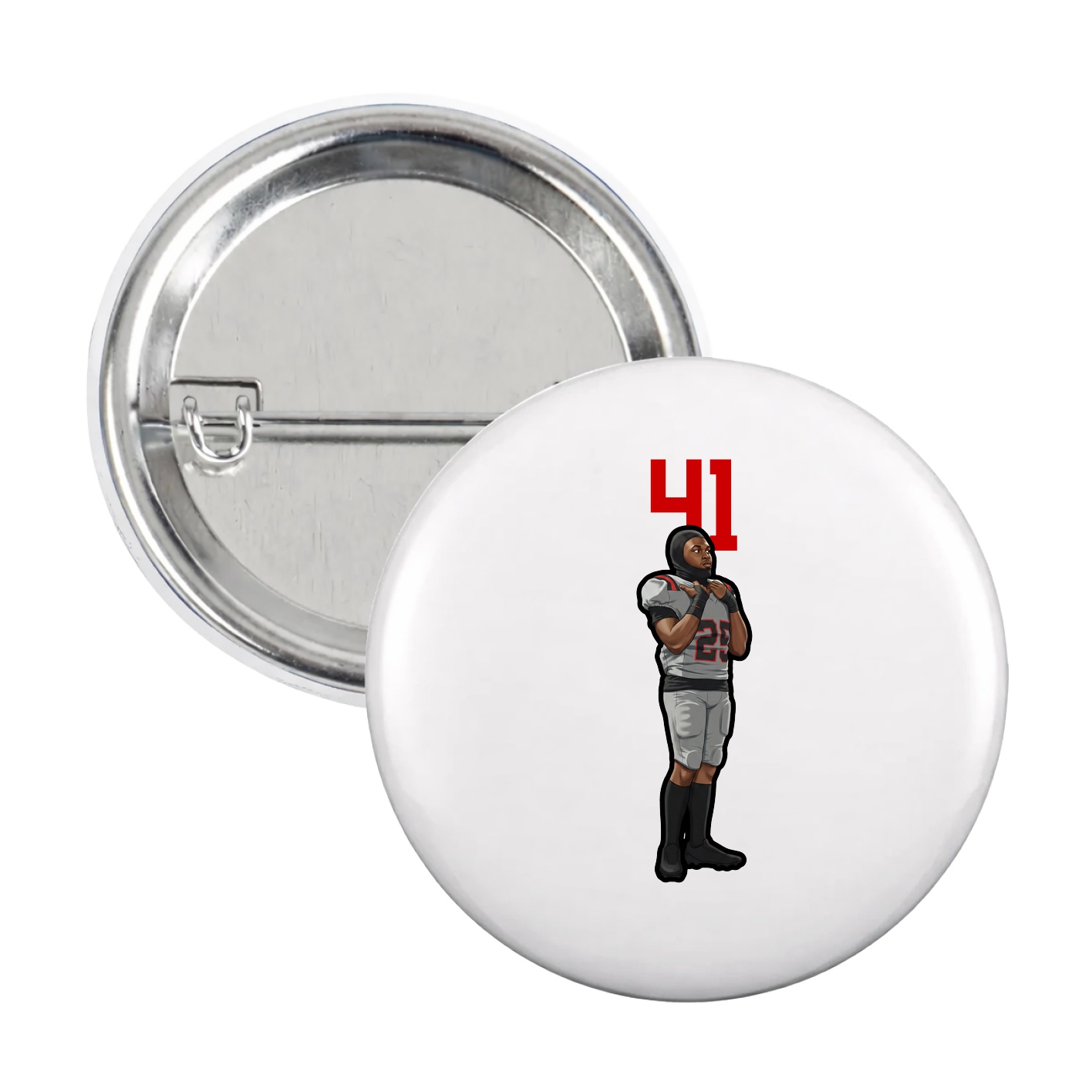 Game Day Button — Number Top in White