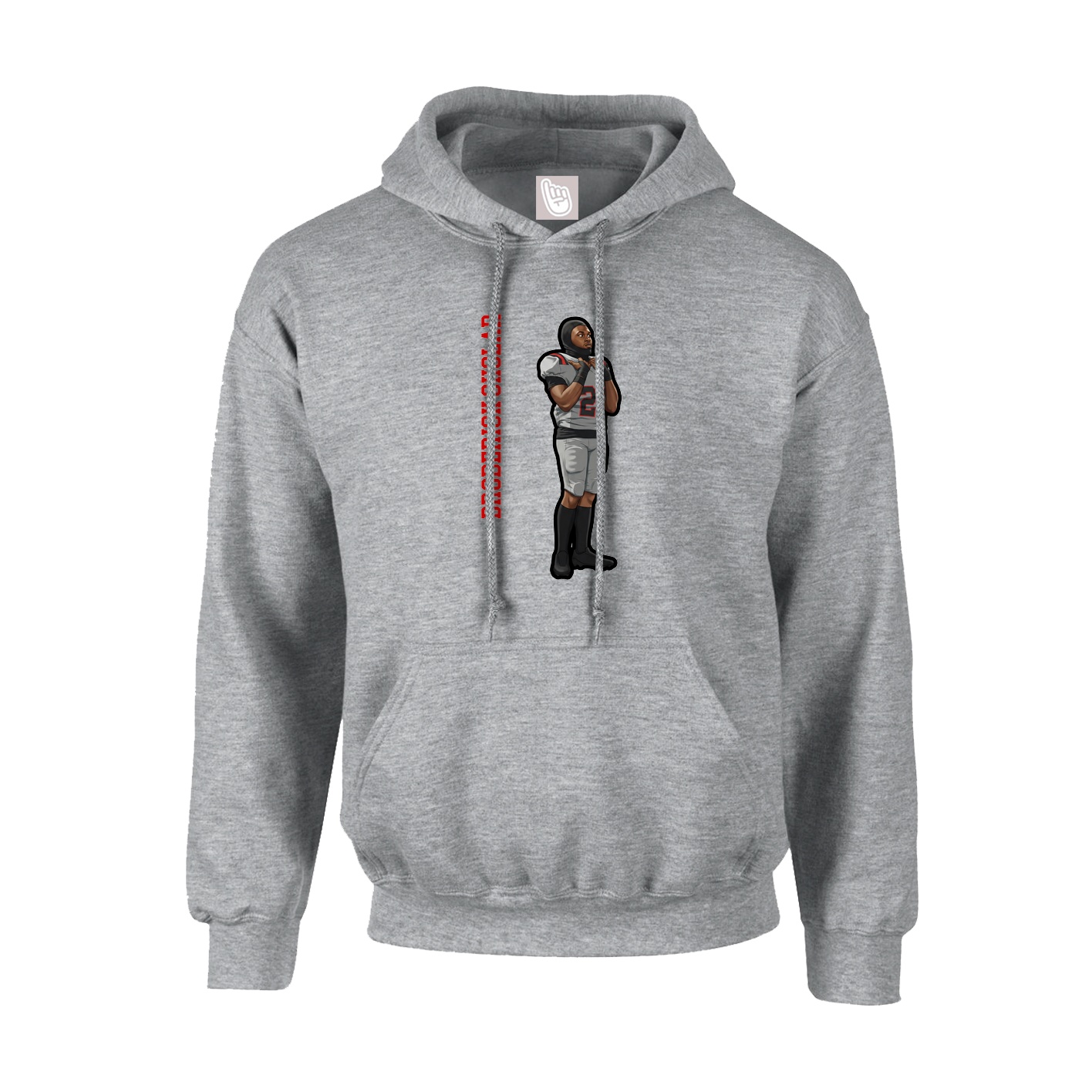Hoodie — Name Vertical in Grey
