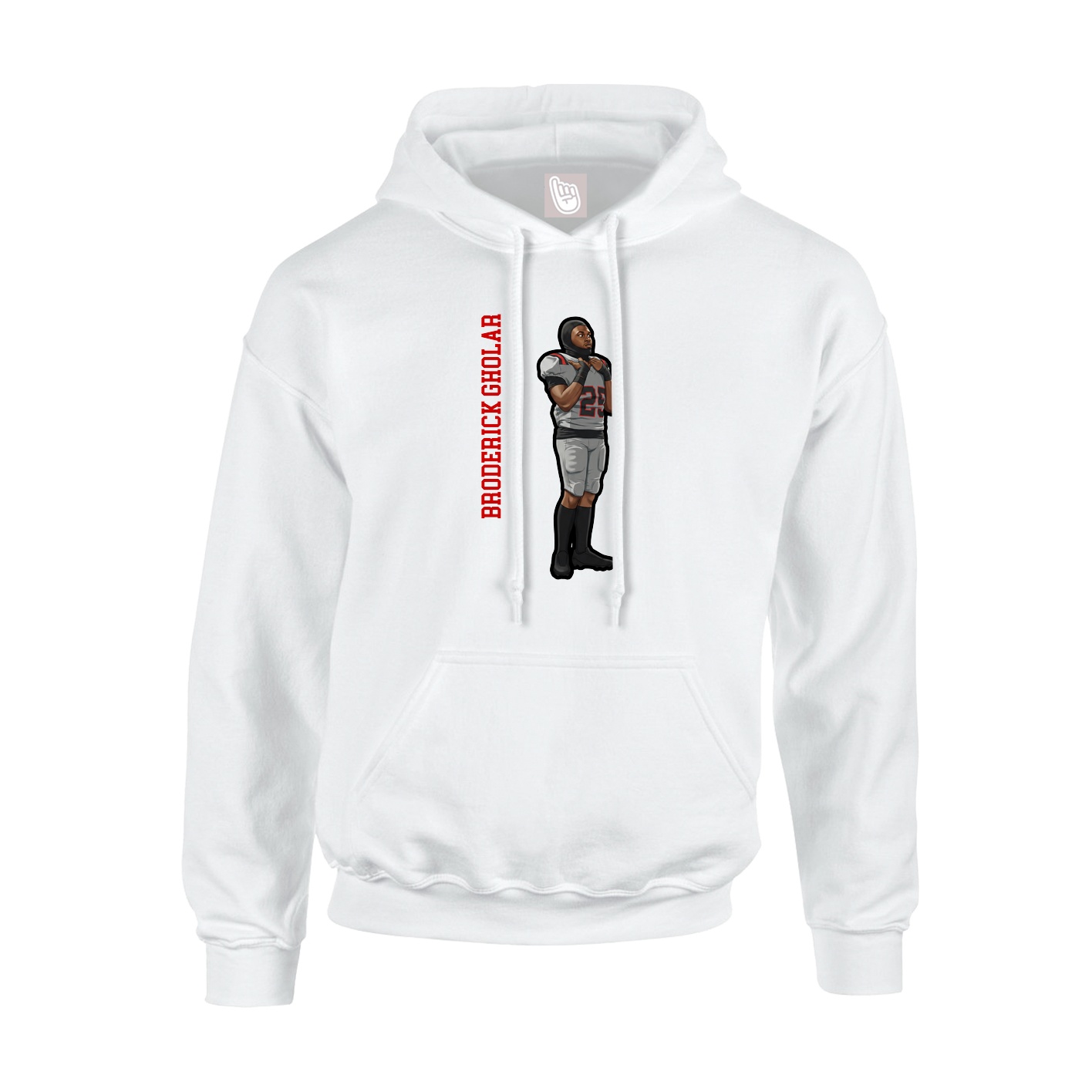 Youth Hoodie — Name Vertical in White