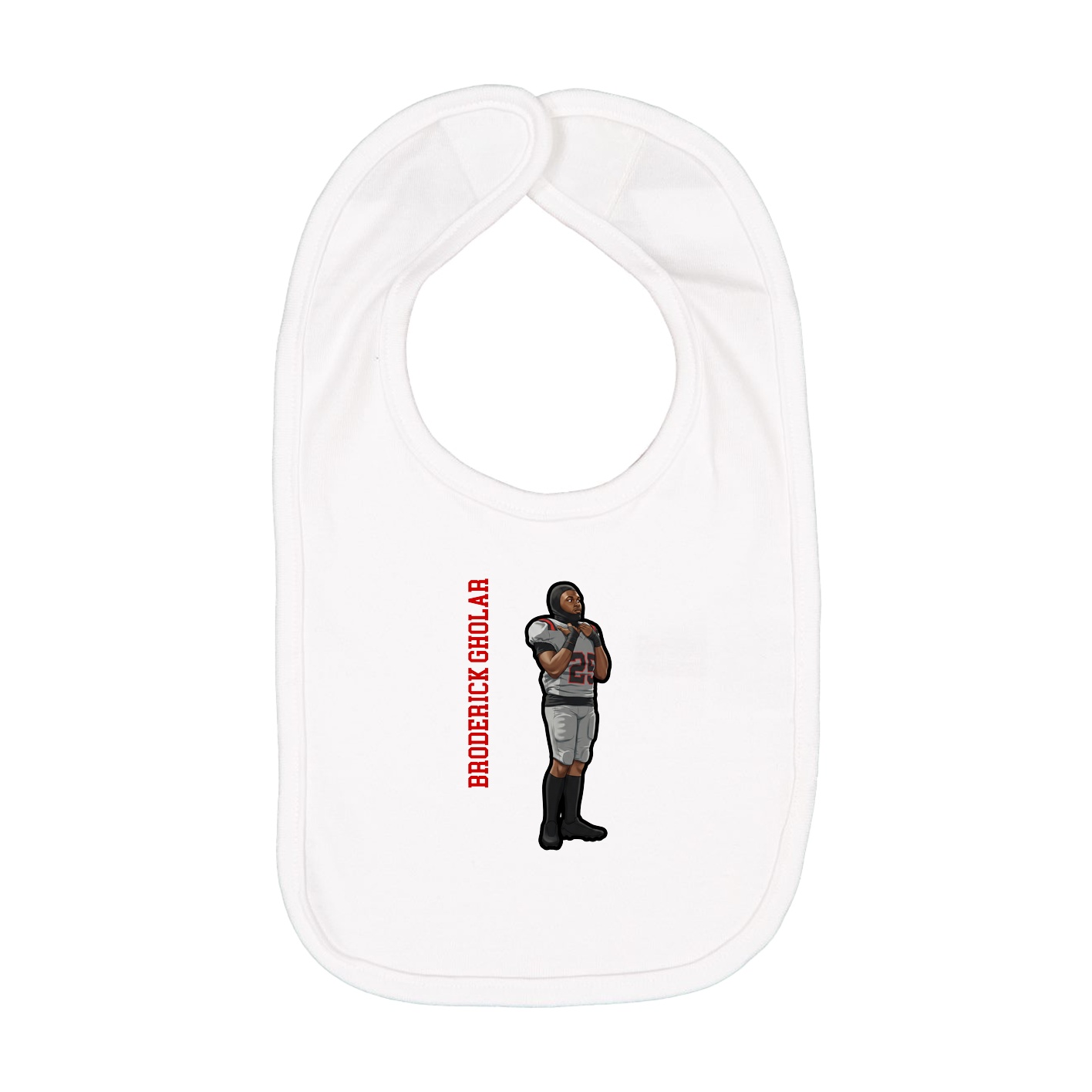 Infant Bib — Name Vertical in White