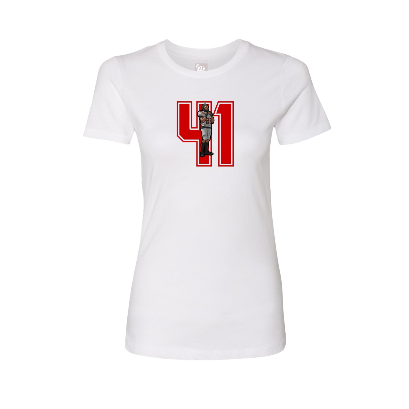 Fitted Women's Tee — Number in White