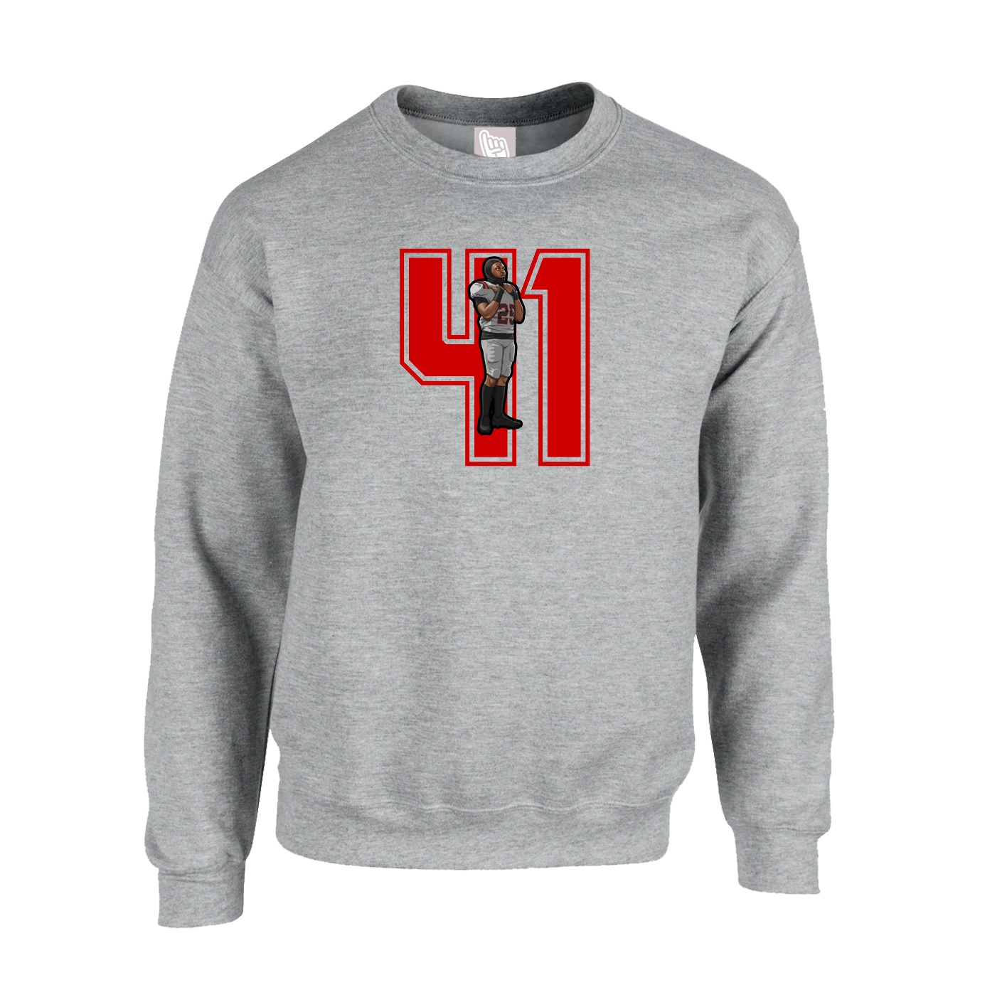 Fleece Crew — Number in Grey