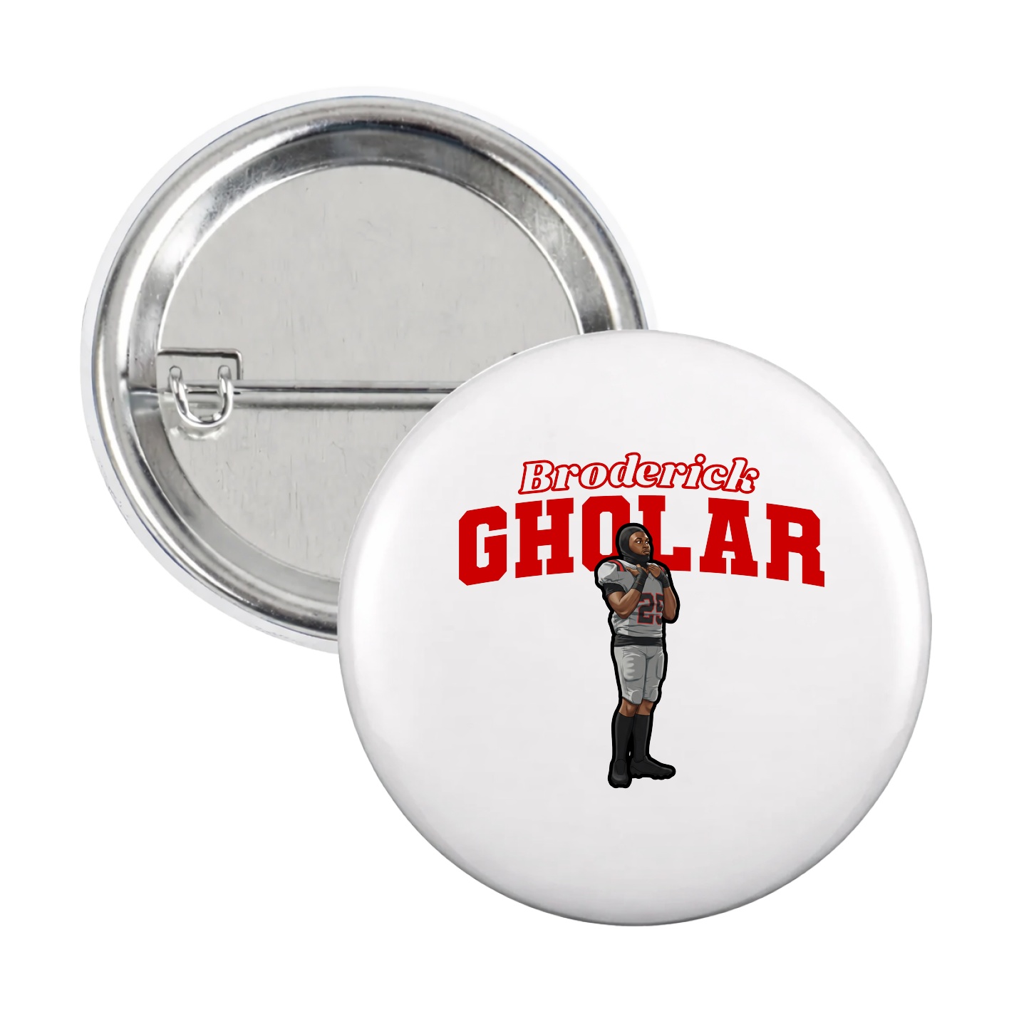 Game Day Button — Name Arch in White