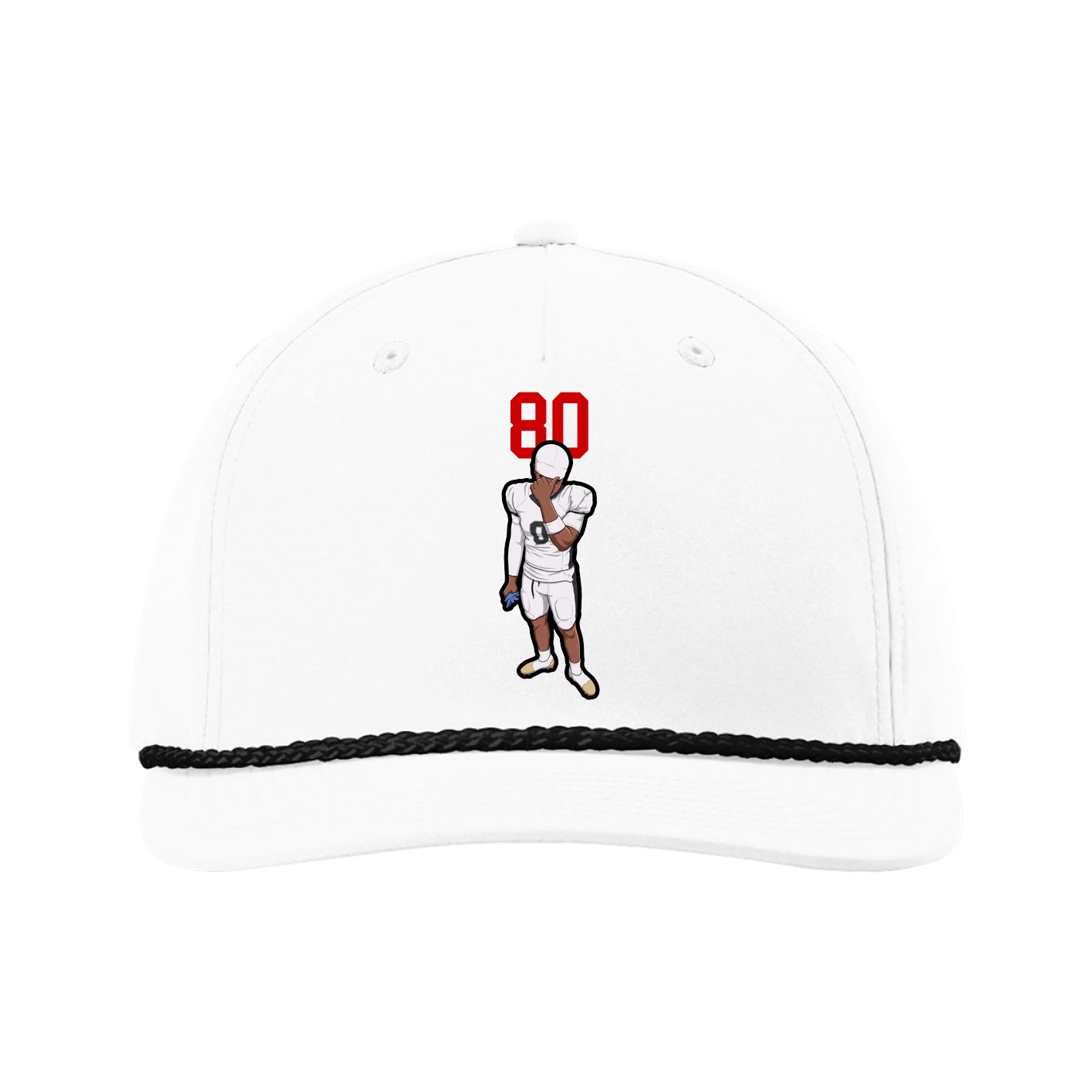 Five-Panel Classic Rope Cap — Number Top in White