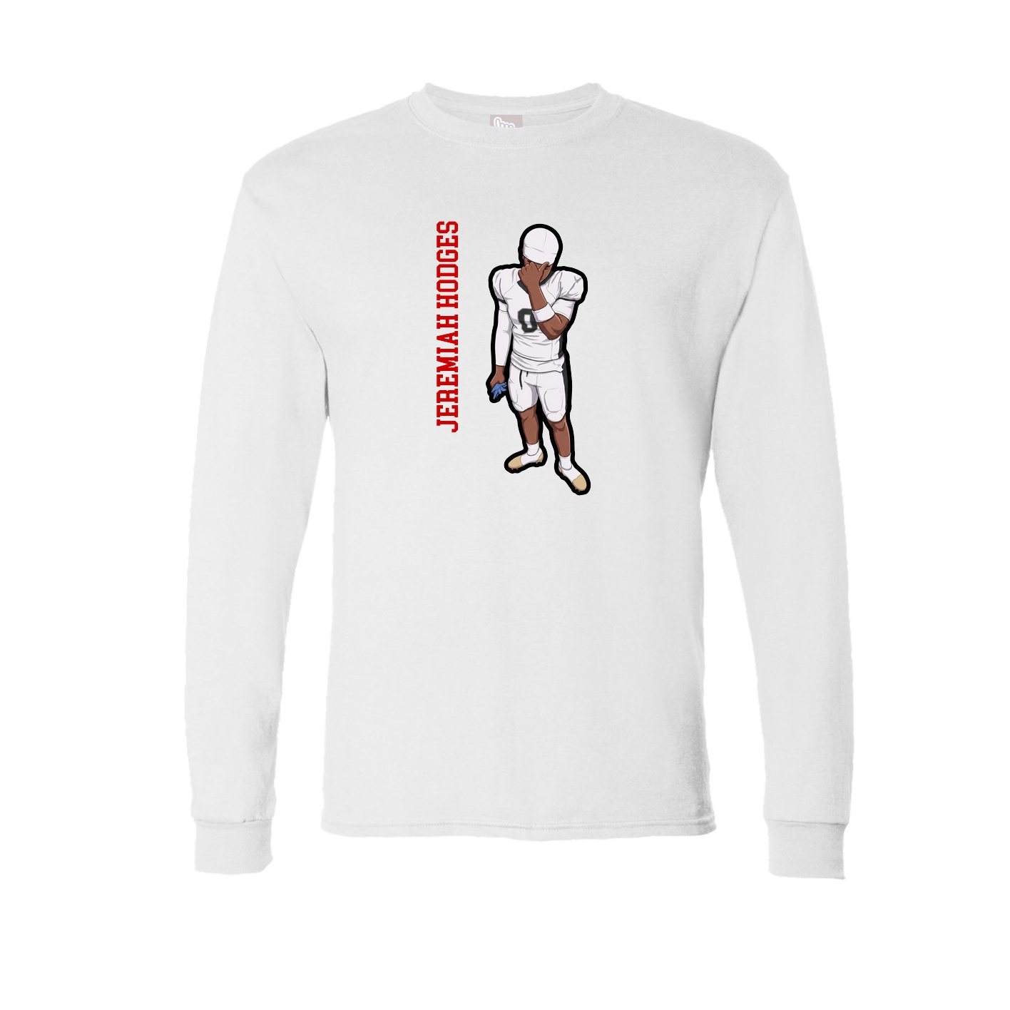 Long Sleeve Tee — Name Vertical in White