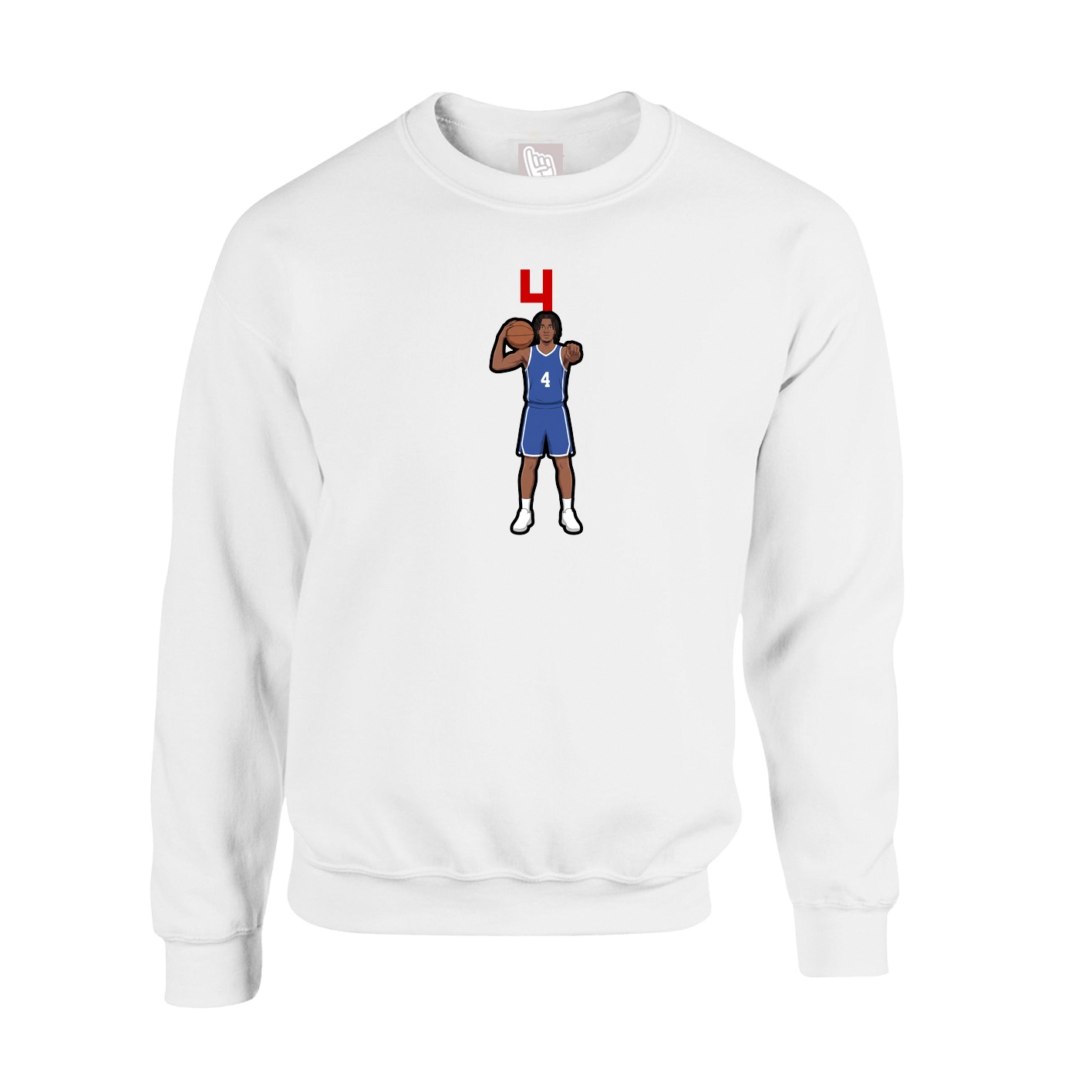 Fleece Crew — Number Top in White