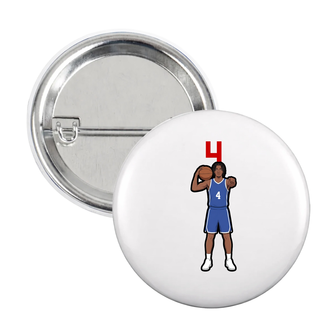 Game Day Button — Number Top in White