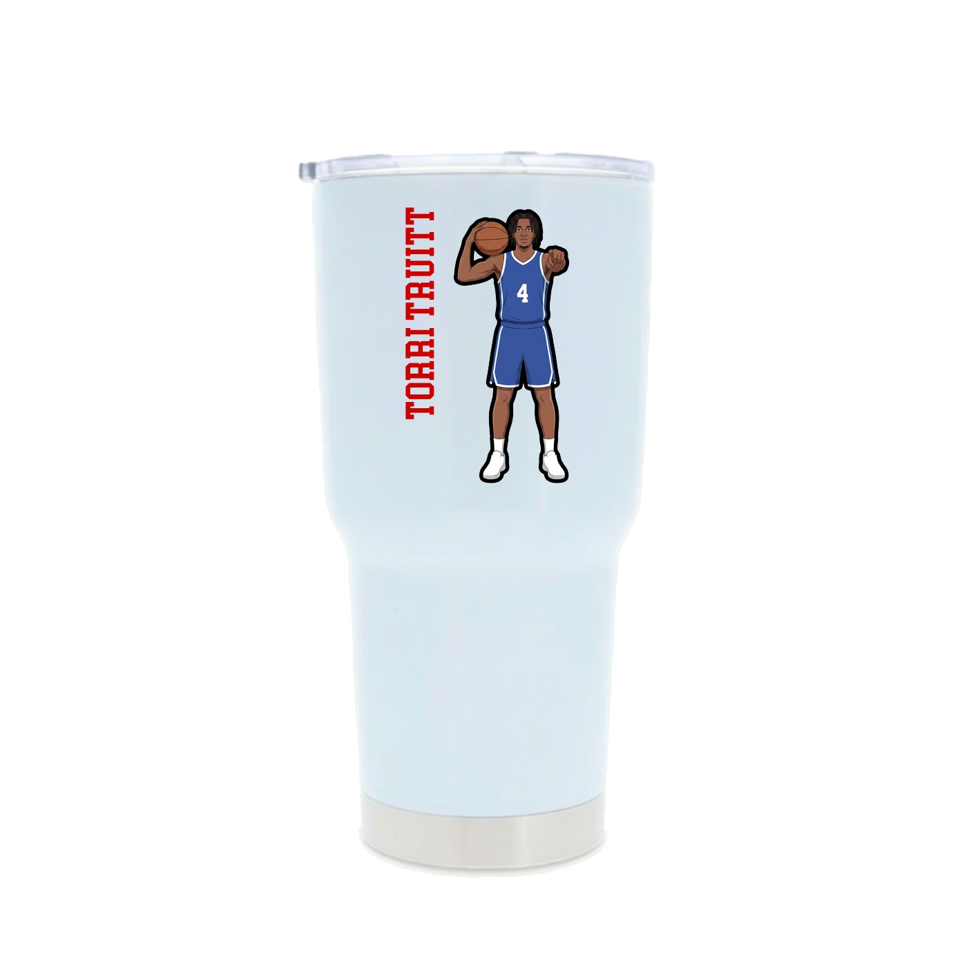 30oz Stainless Steel Tumbler — Name Vertical in White
