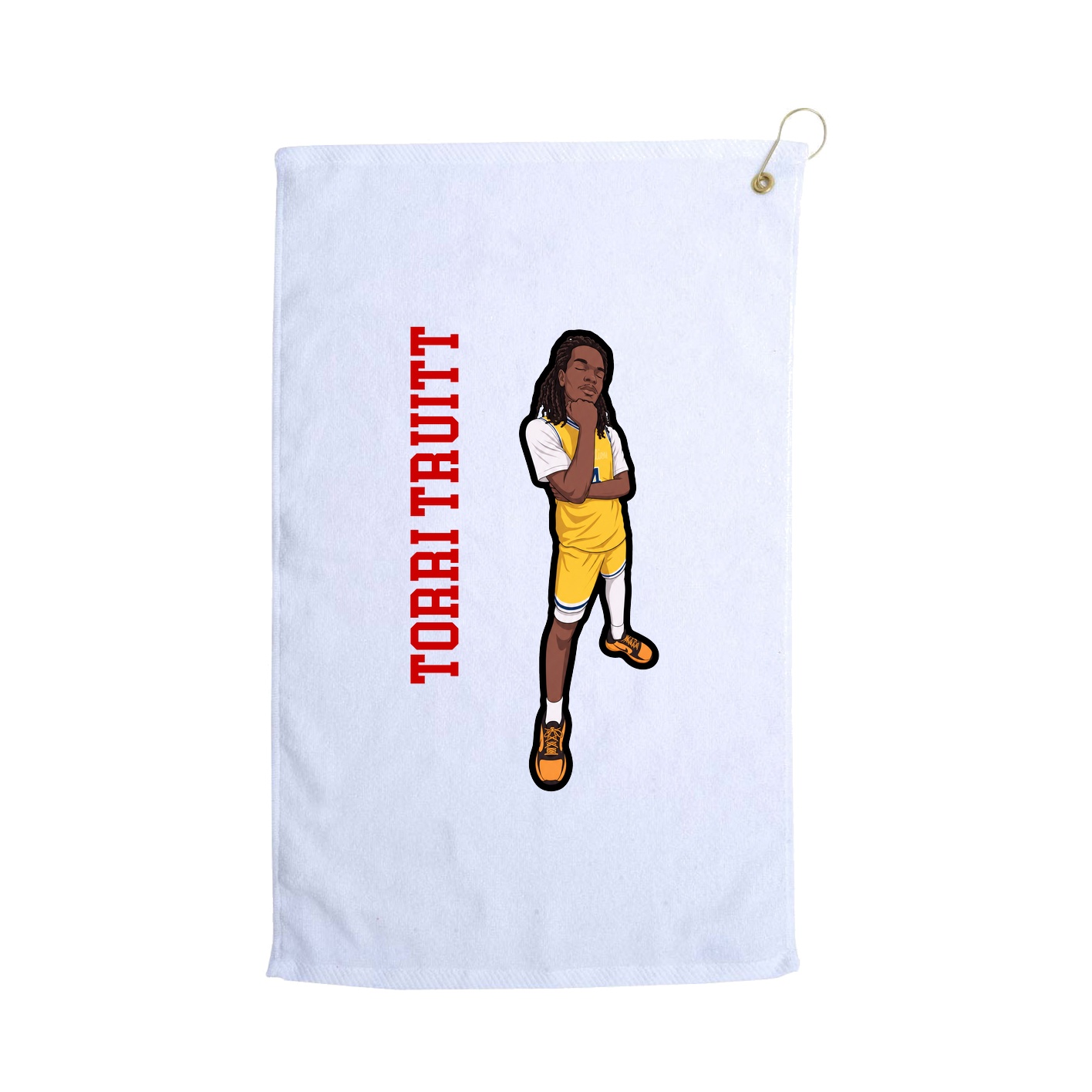 Golf Towel — Name Vertical in White