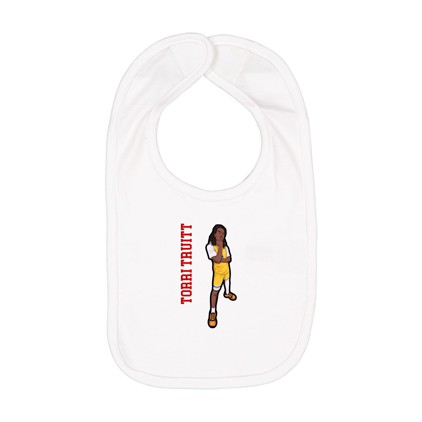 Infant Bib — Name Vertical in White
