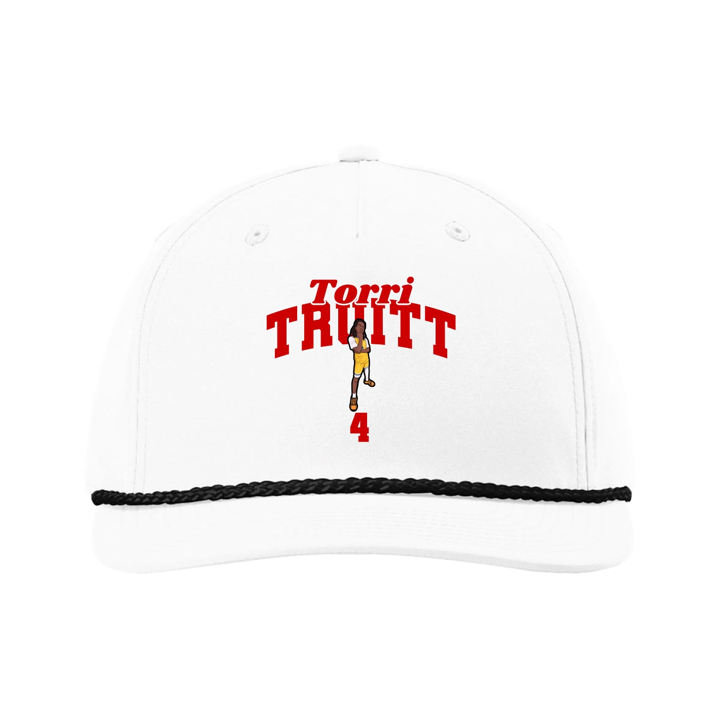 Five-Panel Classic Rope Cap — Signature Arch in White