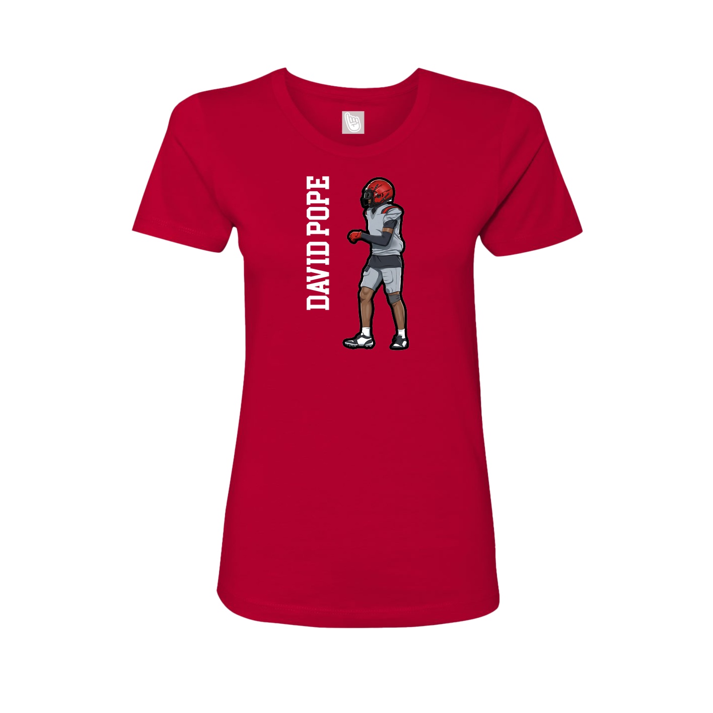 Fitted Women's Tee — Name Vertical in Red