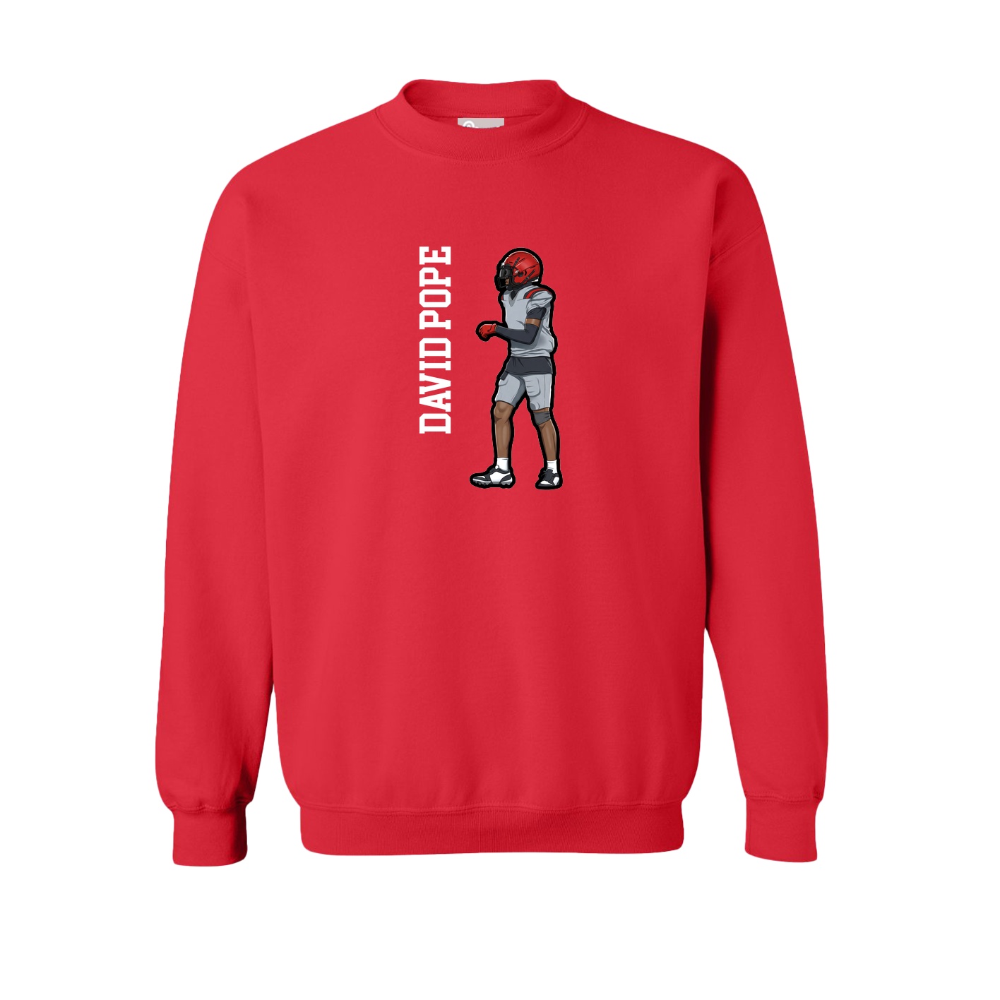 Fleece Crew — Name Vertical in Red
