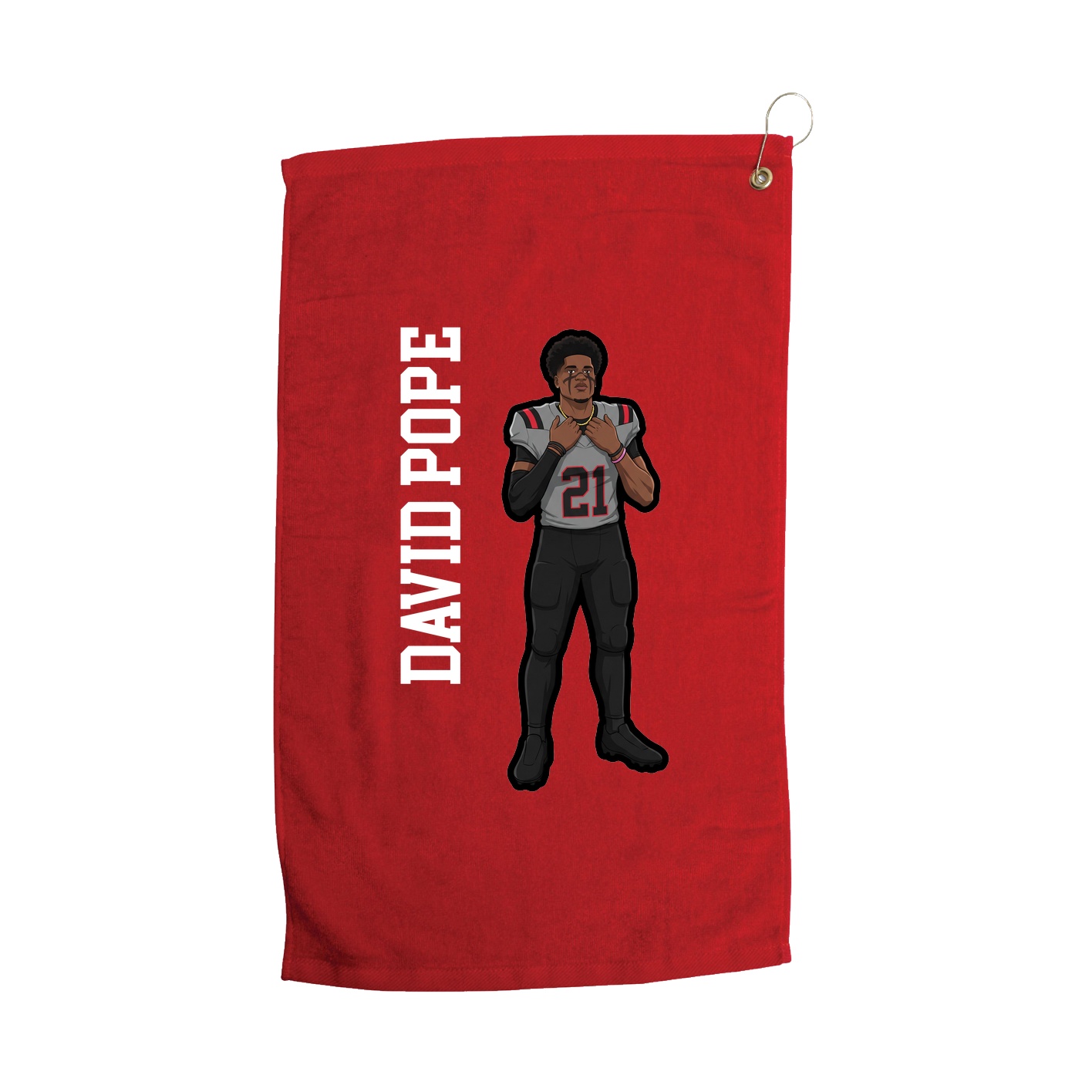 Golf Towel — Name Vertical in Red