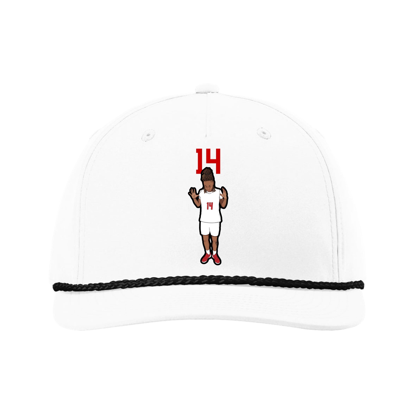 Five-Panel Classic Rope Cap — Number Top in White