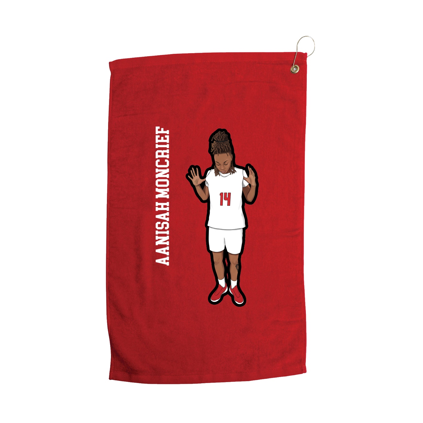 Golf Towel — Name Vertical in Red
