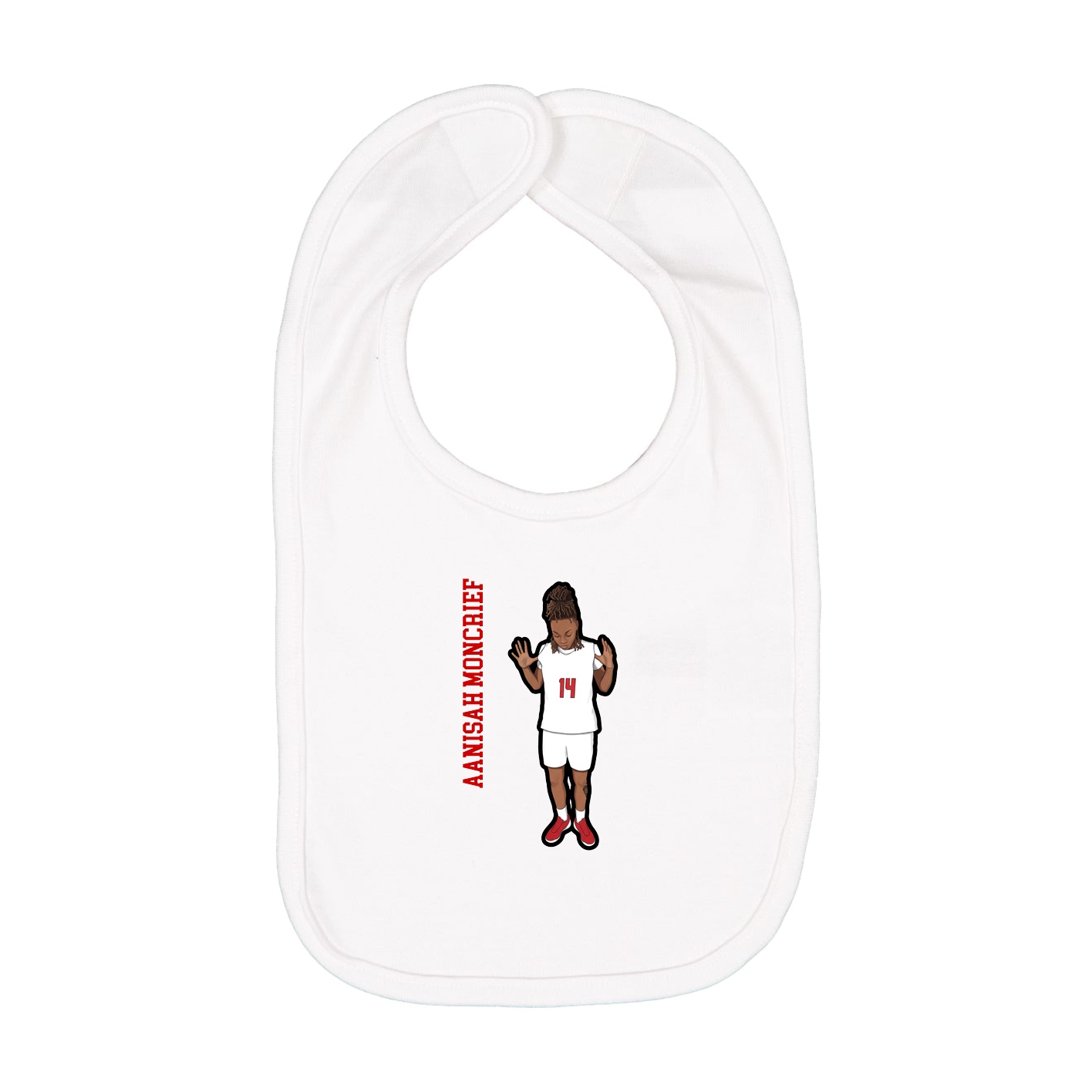 Infant Bib — Name Vertical in White