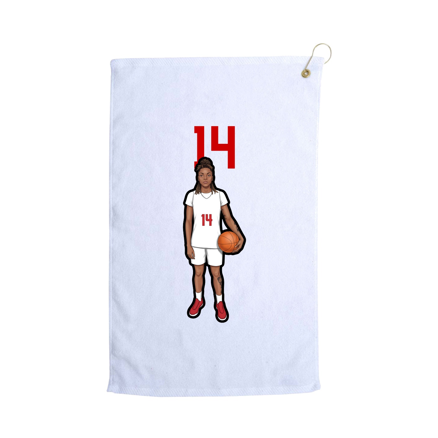 Golf Towel — Number Top in White