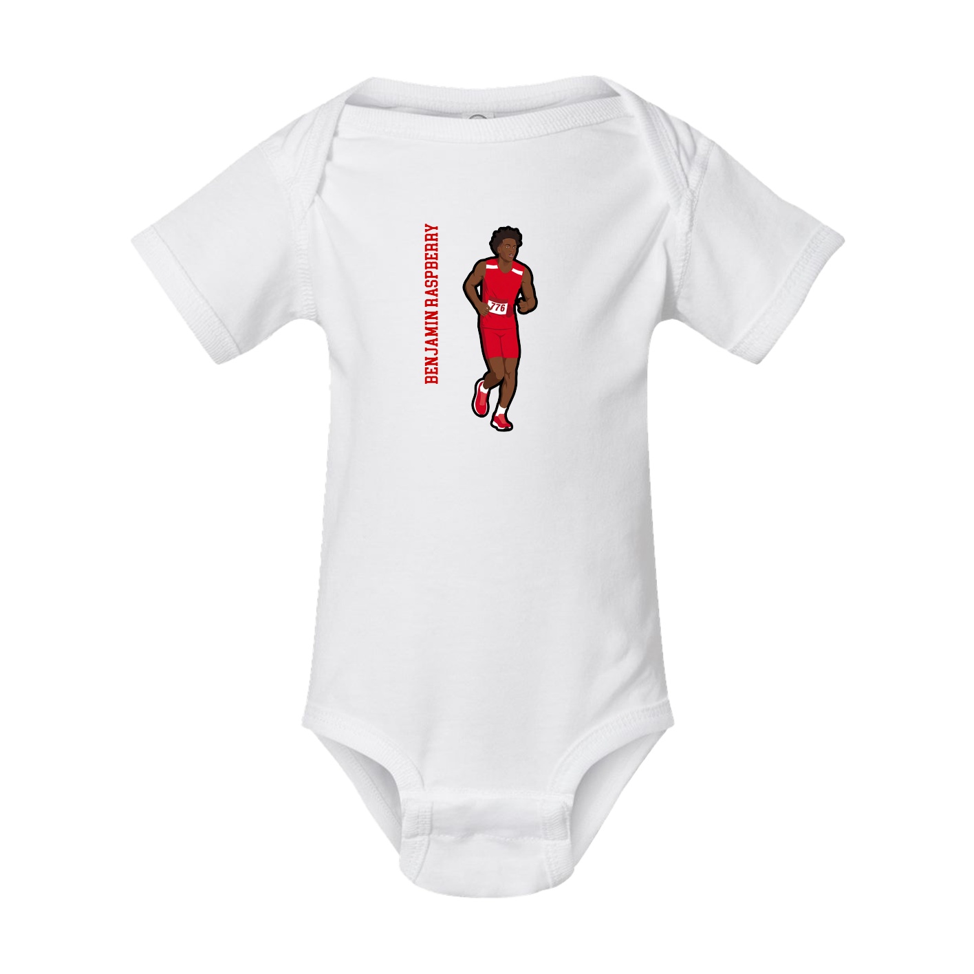 Baby Onesie — Name Vertical in White