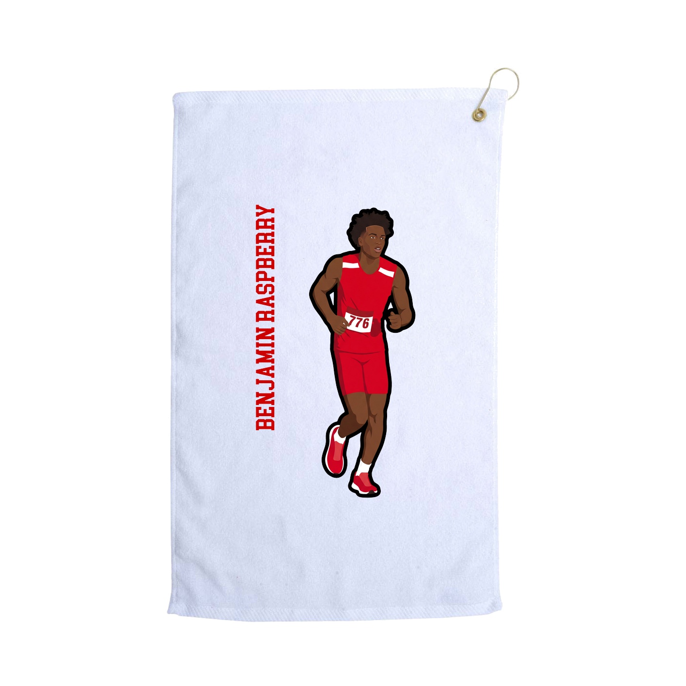 Golf Towel — Name Vertical in White