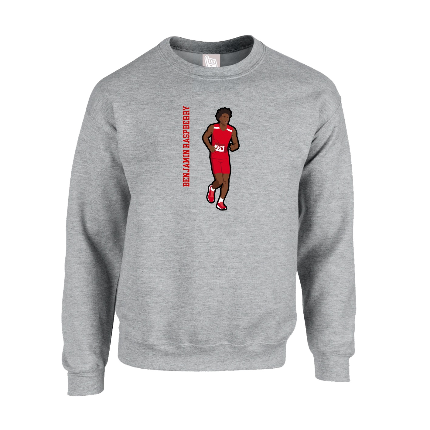 Fleece Crew — Name Vertical in Grey