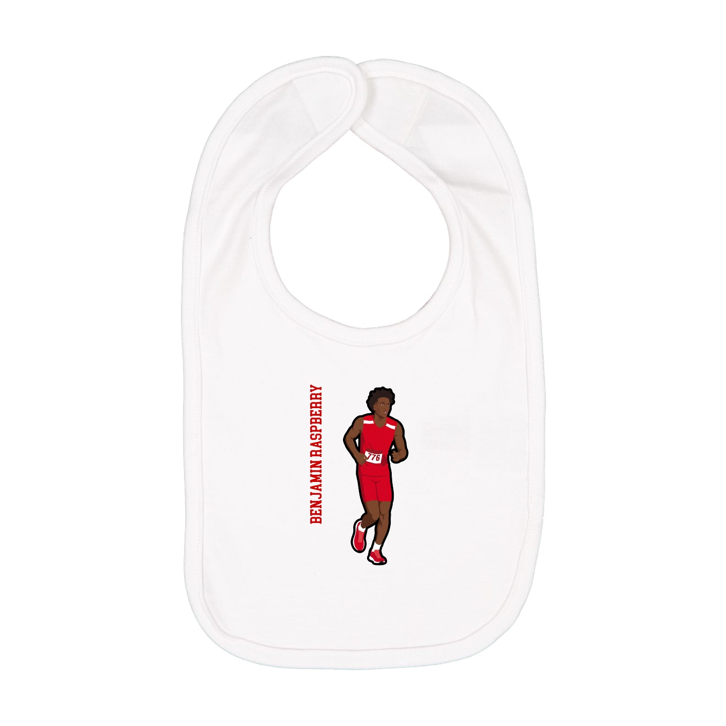 Infant Bib — Name Vertical in White