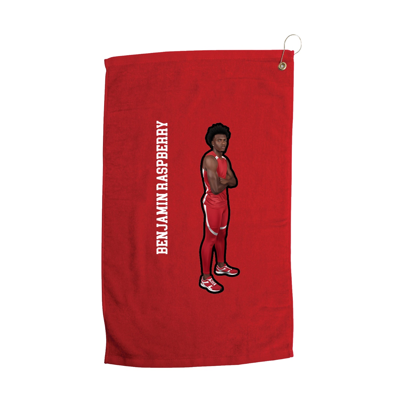 Golf Towel — Name Vertical in Red