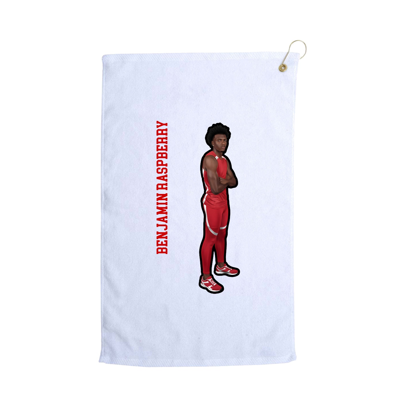 Golf Towel — Name Vertical in White
