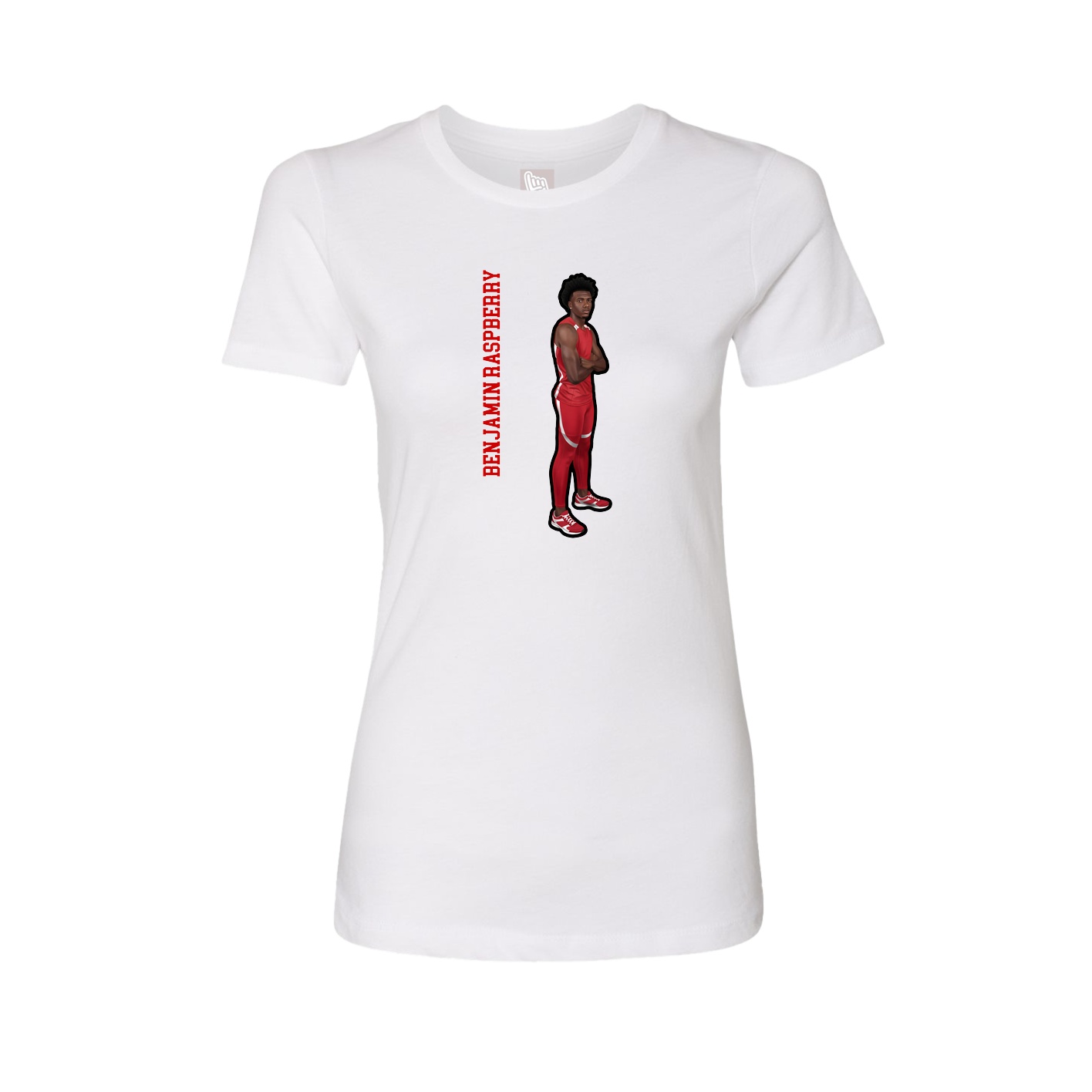 Womens Tee — Name Vertical in White