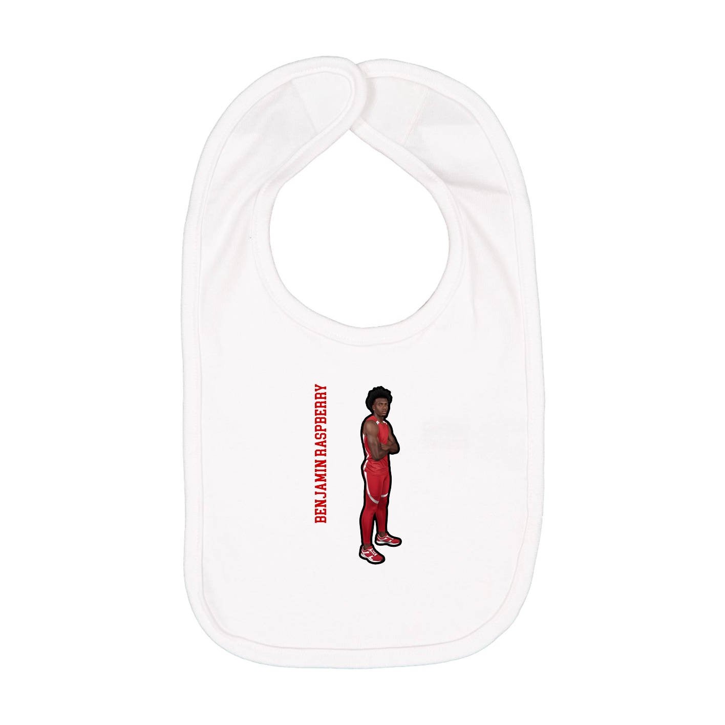 Infant Bib — Name Vertical in White