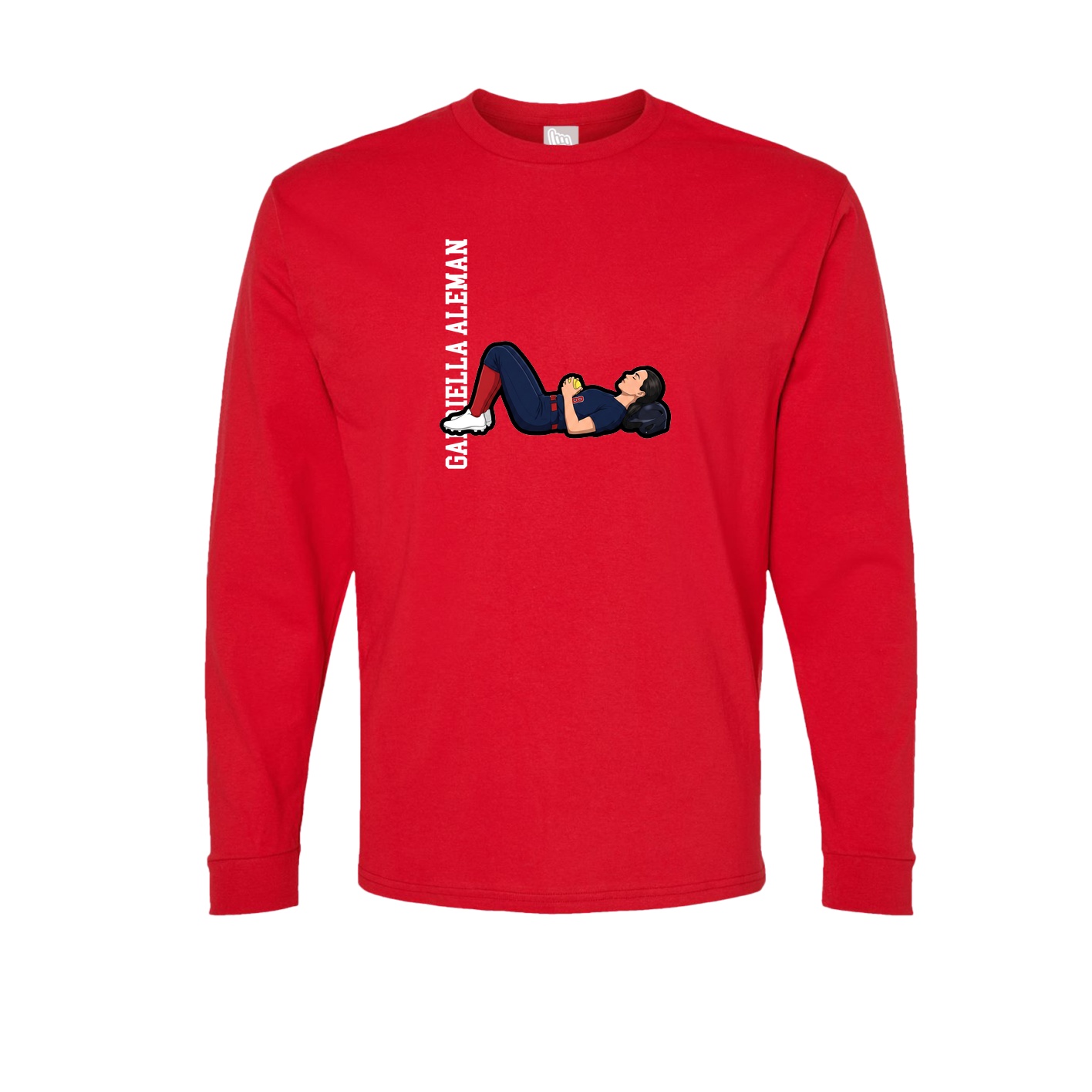 Long Sleeve Tee — Name Vertical in Red