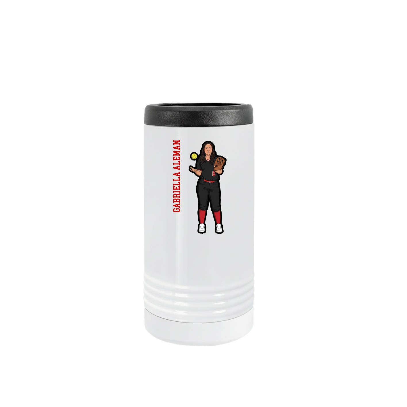 Slim Beverage Holder — Name Vertical in White